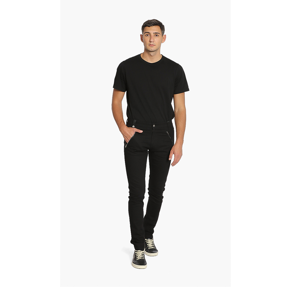 Alexander McQueen Black Leather Pocket Stretch Jeans XL (52)