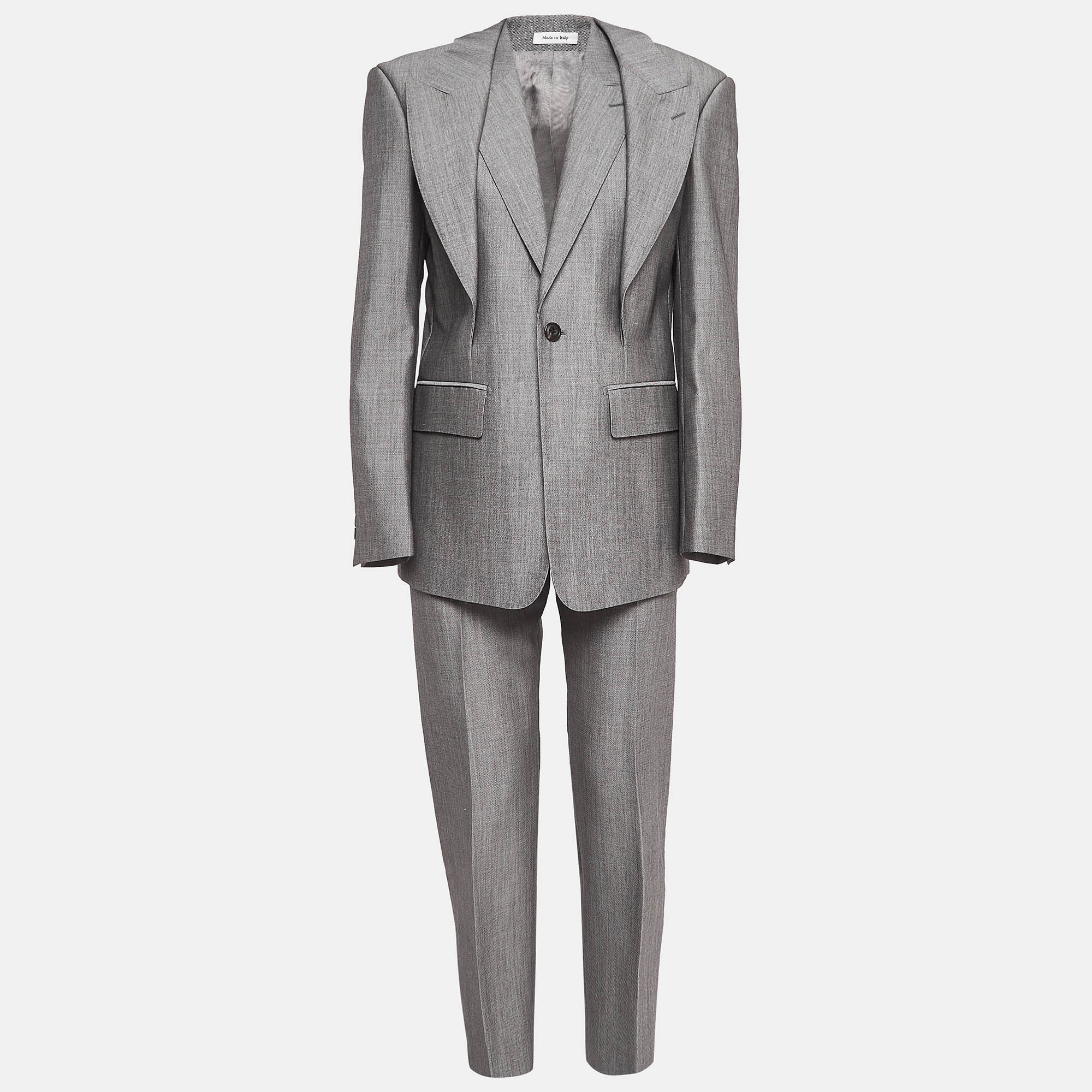 Alexander mcqueen grey wool blazer and pants suit s
