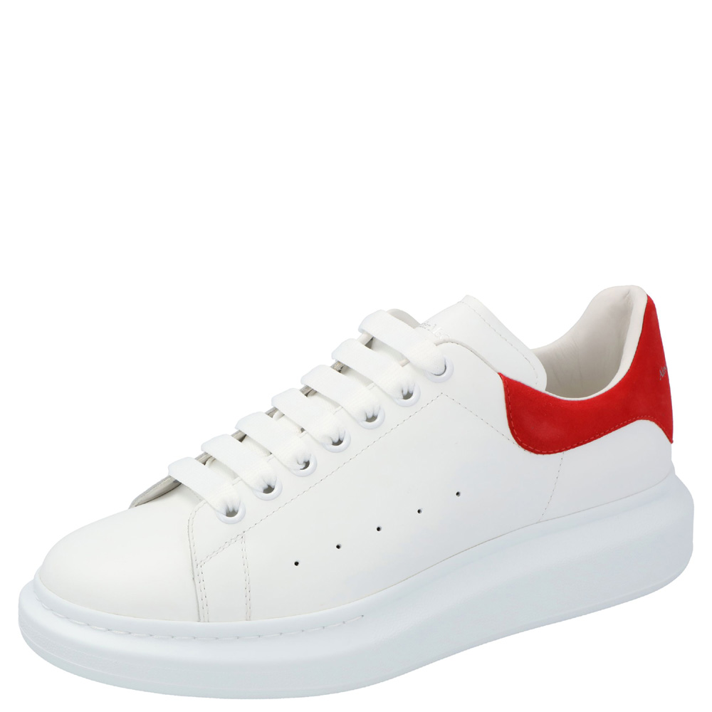 Alexander McQueen White/Red Leather Oversized Low Top Sneakers Size EU 41