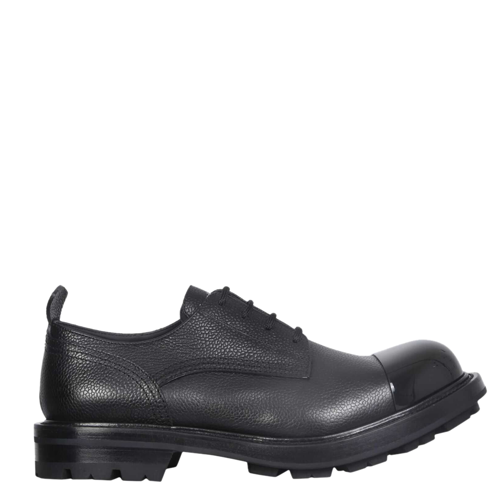 Alexander McQueen Black Leather Worker Lace-Up Shoes Size IT 39