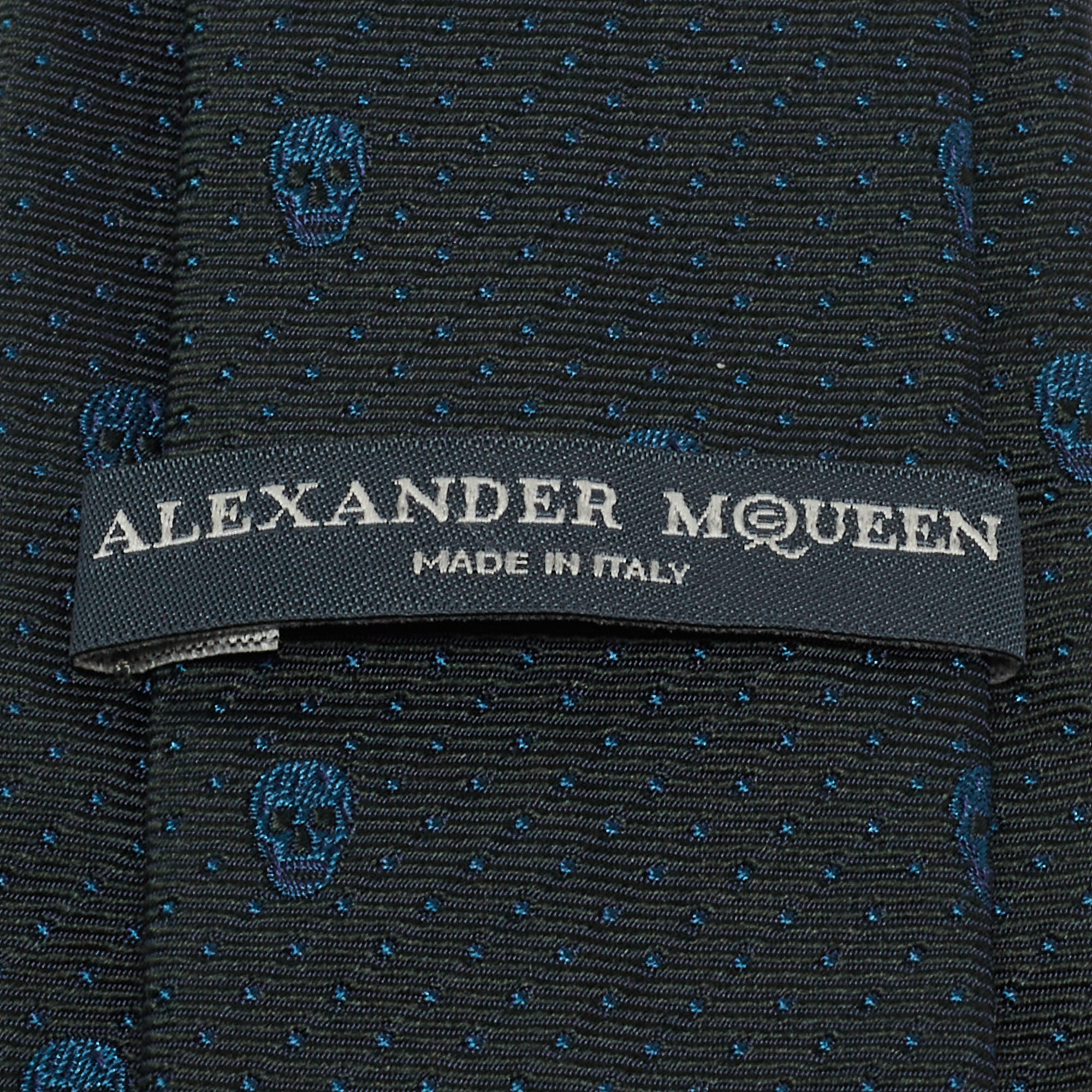 Alexander McQueen Navy Blue Skull Silk Jacquard Tie