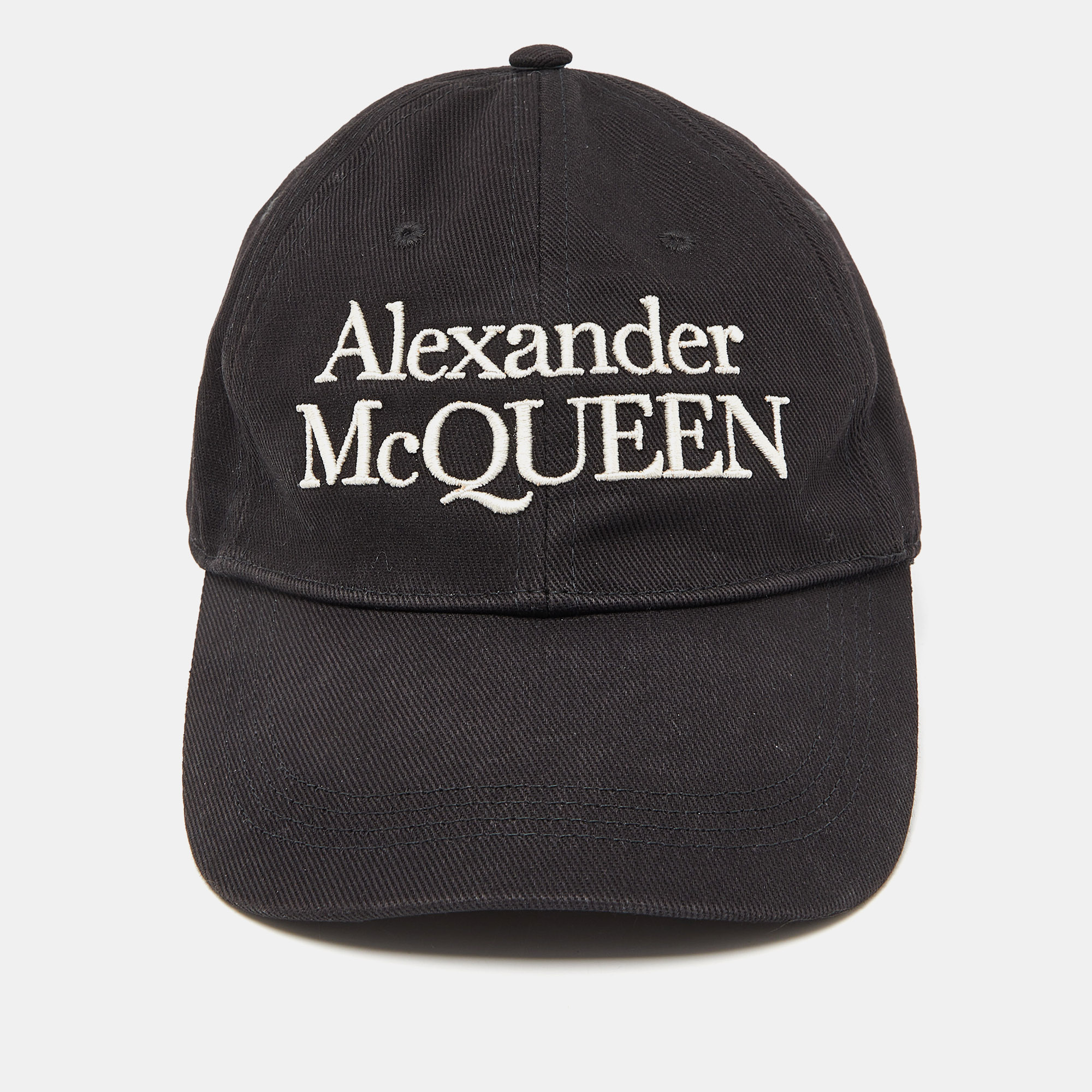 Alexander mcqueen black logo embroidered cotton baseball cap
