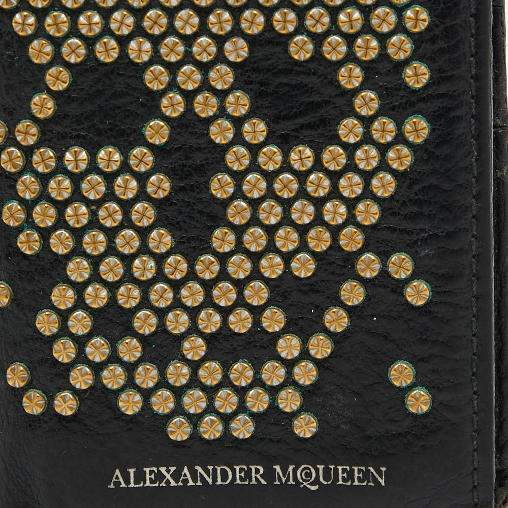 Alexander McQueen Black Leather Studded Skull Card Holder