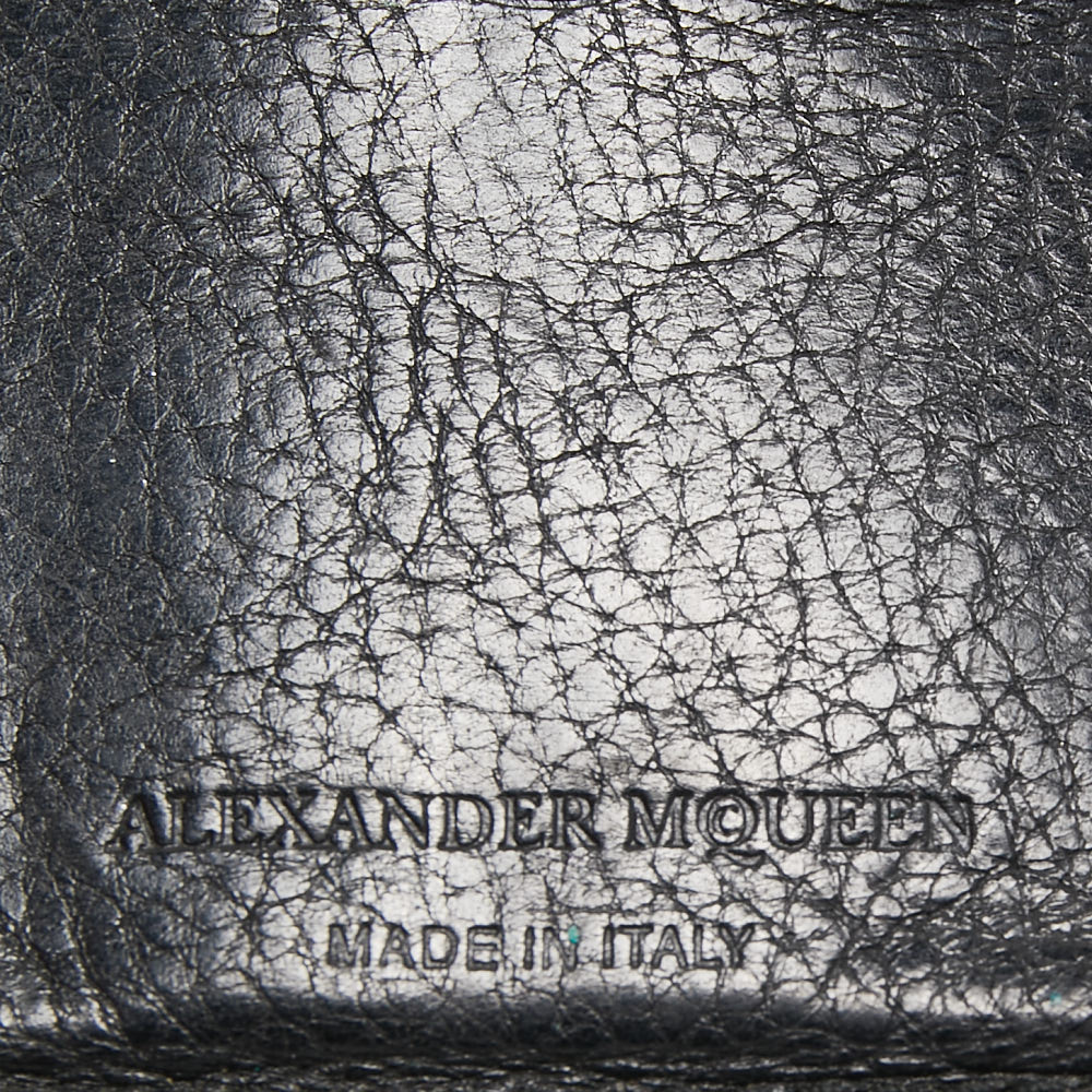 Alexander McQueen Black Leather Studded Skull Card Holder