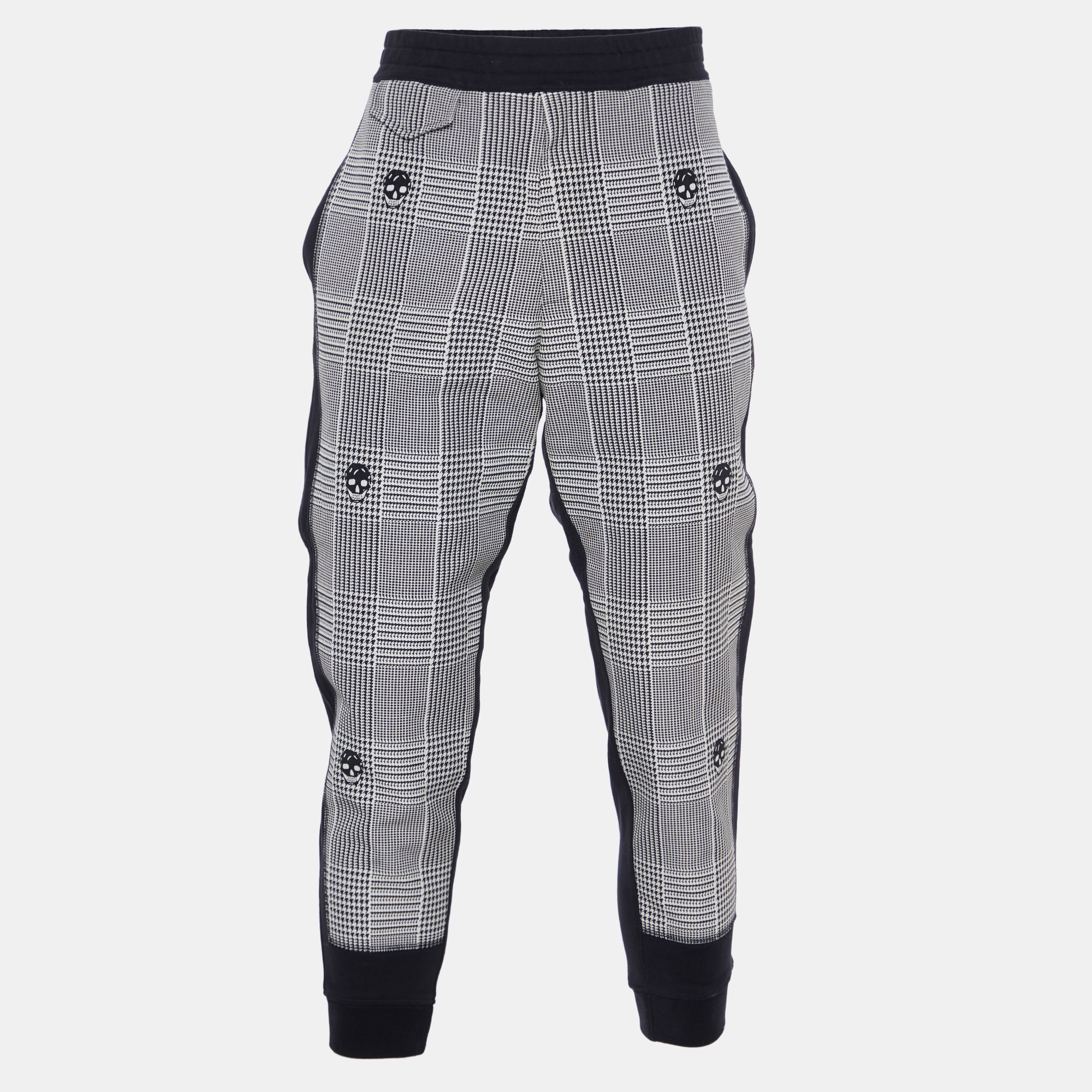 Alexander mcqueen black/white patterned cotton trackpants l