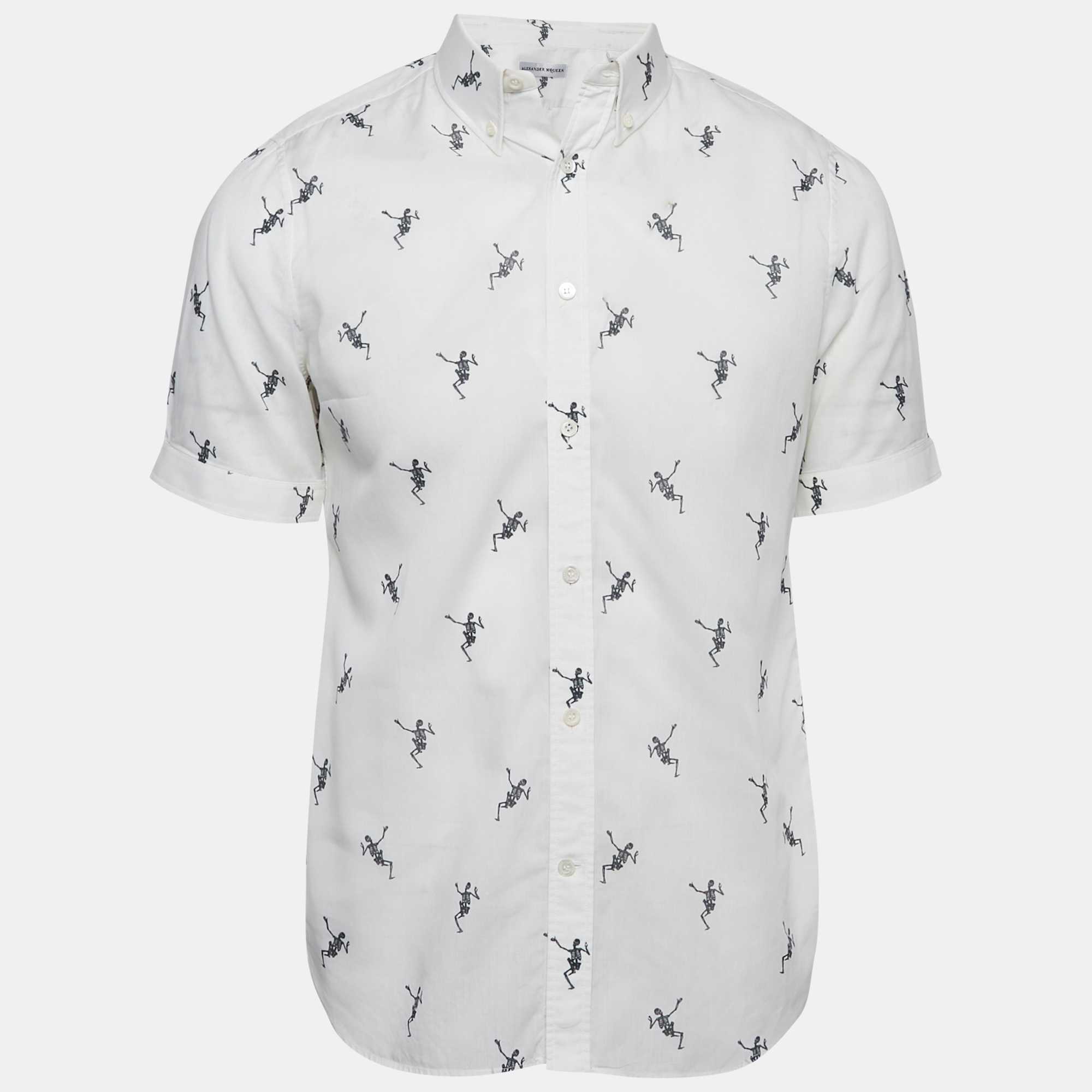 Alexander McQueen White Dancing Skeleton Print Cotton Button Down Shirt L
Alexander McQueen White Dancing Skeleton Print Cotton Button Down Shirt L