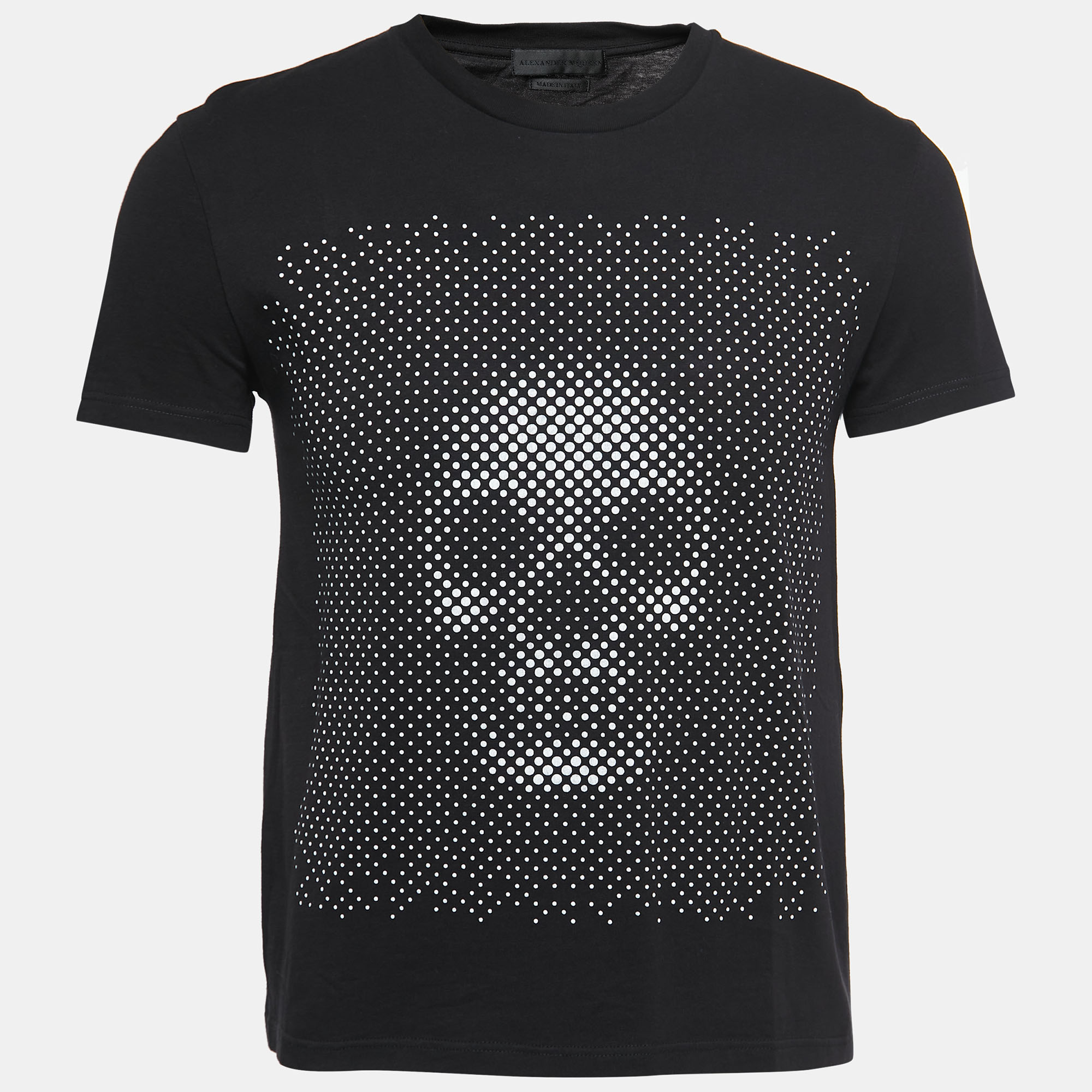 Alexander McQueen Black Optical Skull Print Cotton Crew Neck T-Shirt S