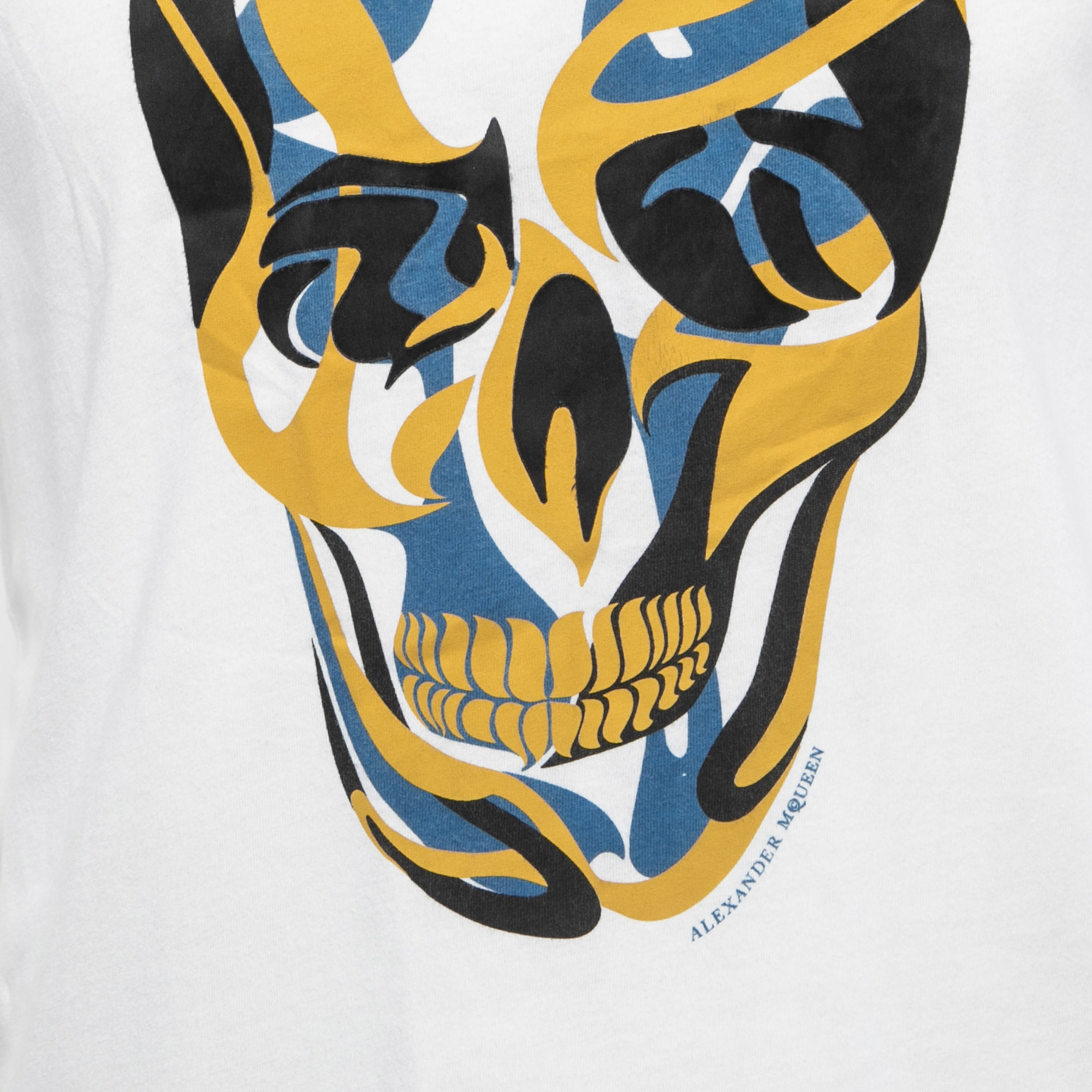 Alexander McQueen White Skull Print Cotton Crew Neck Half Sleeve T-Shirt S