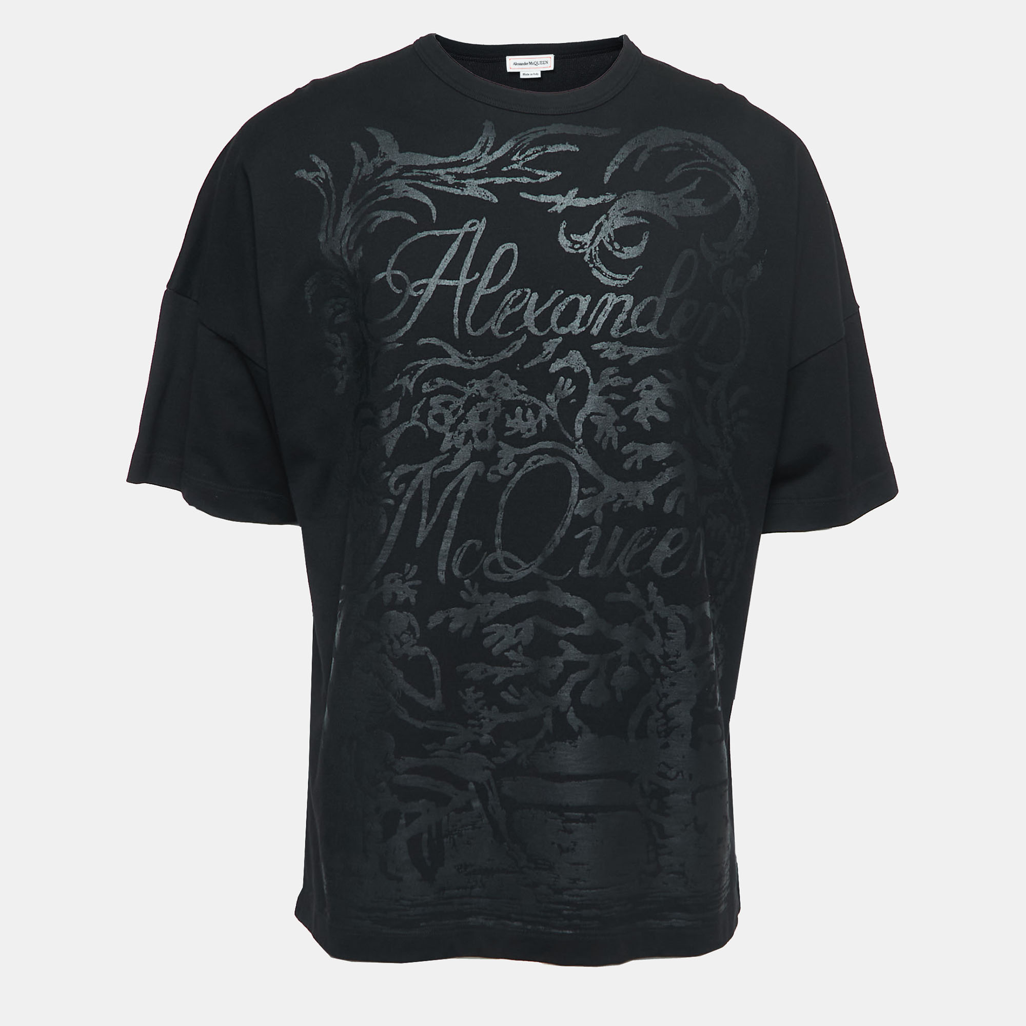 Alexander McQueen Black Skull & Screws Print Cotton T-Shirt XS