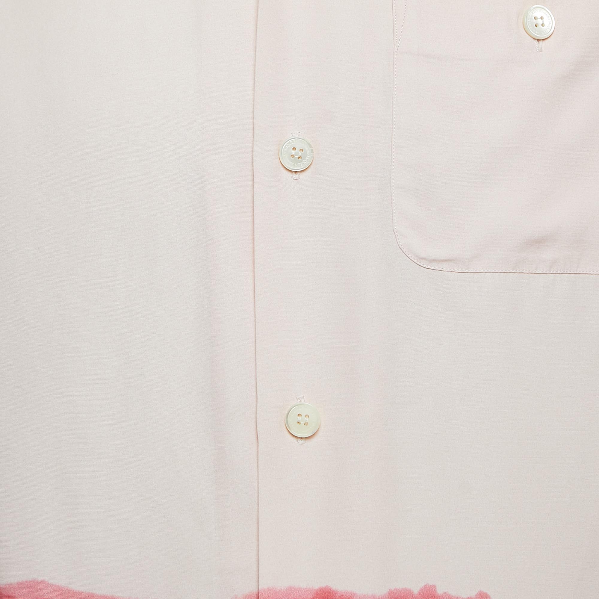 Alexander McQueen Pink Tye-Dye Print Viscose Short Sleeve Shirt M