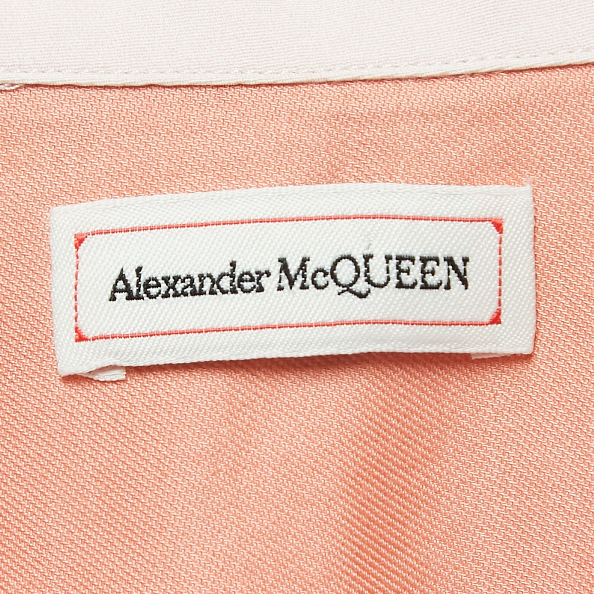 Alexander McQueen Pink Tye-Dye Print Viscose Short Sleeve Shirt M
