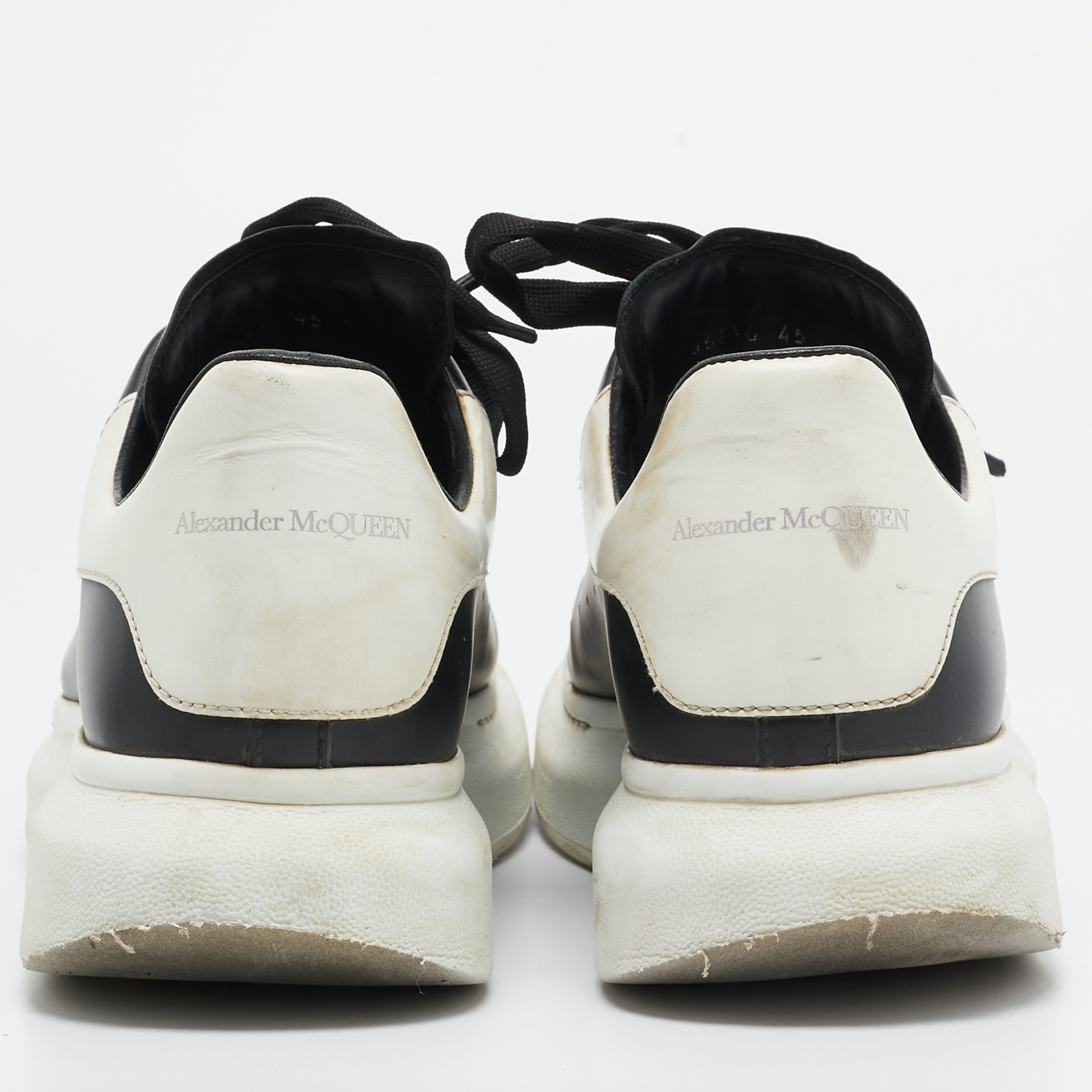 Alexander McQueen Black/White Leather Oversized Sneakers Size 45