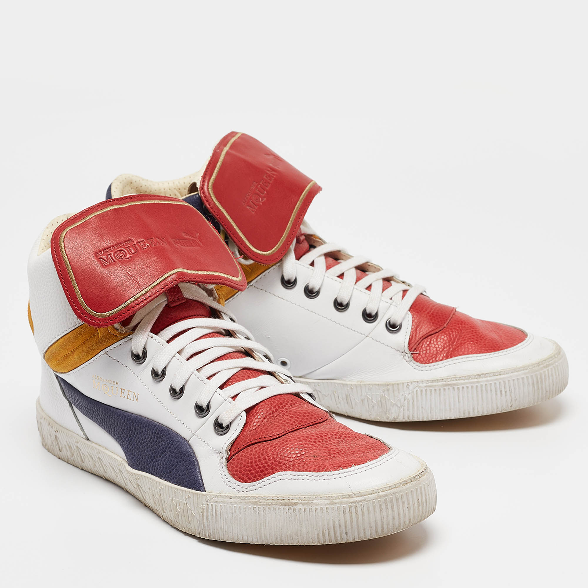 Alexander McQueen White Leather High Top Sneakers Size 44