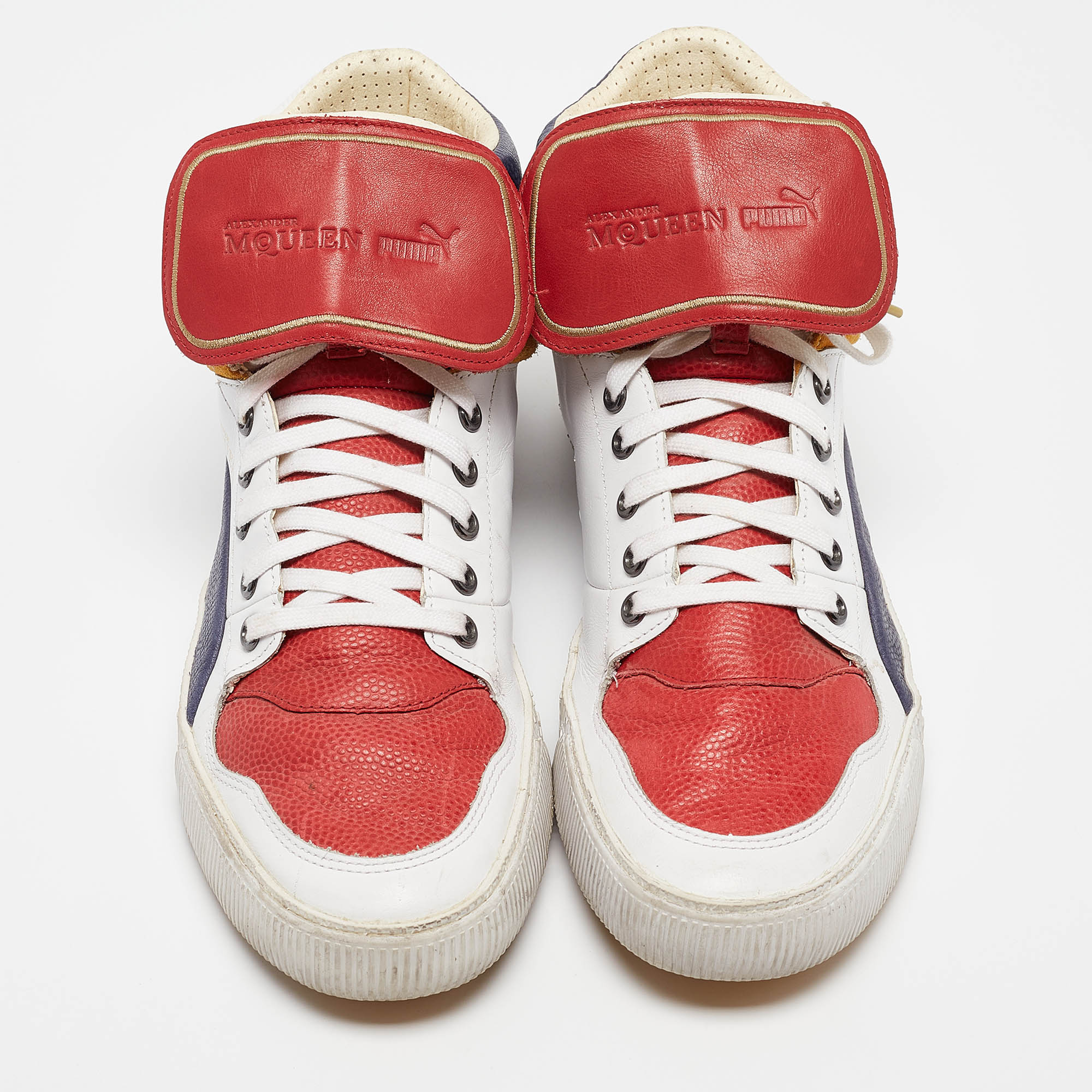 Alexander McQueen White Leather High Top Sneakers Size 44