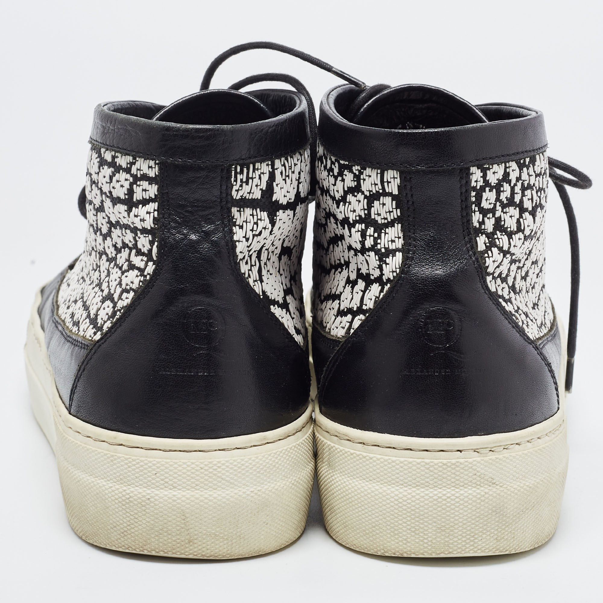 Alexander McQueen Black/White Leather High Top Sneakers Size 41