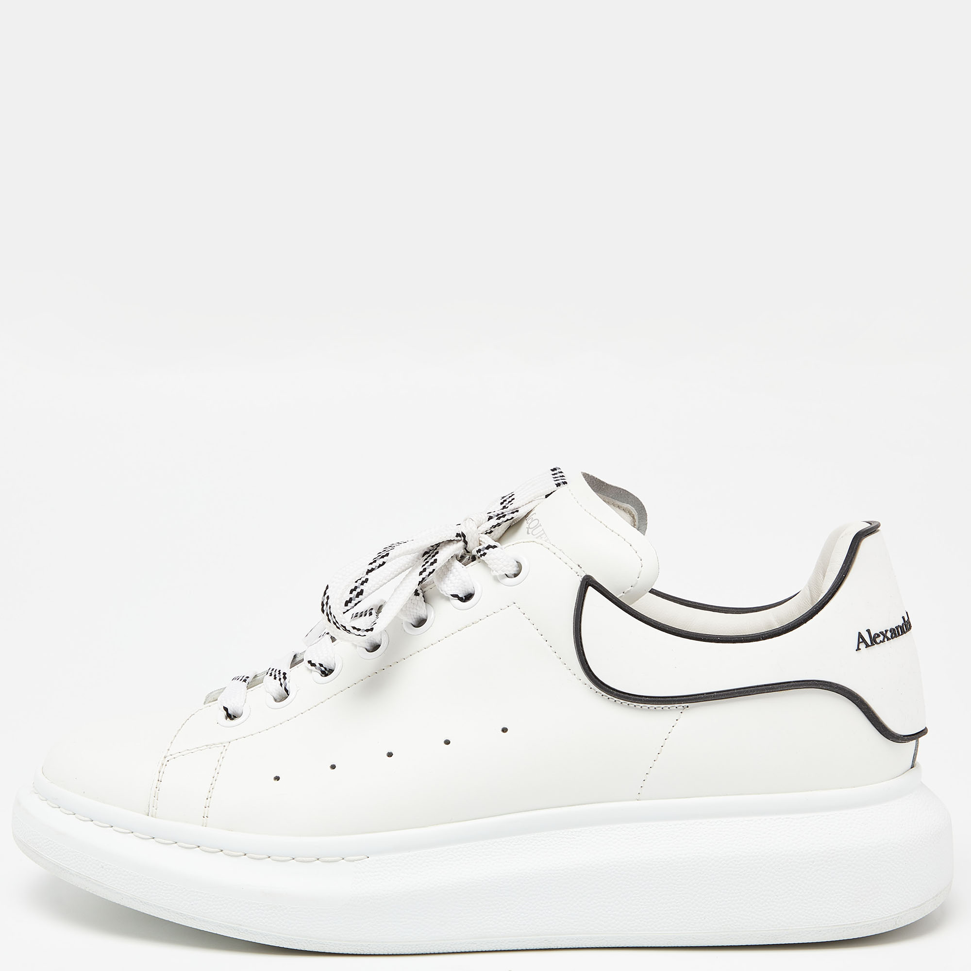 Alexander McQueen White/Black Leather Oversized Sneakers Size 44