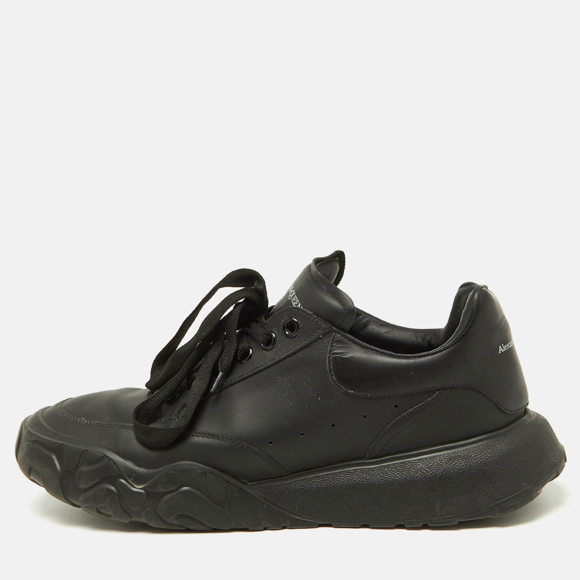 Alexander mcqueen black leather oversized runner low top sneakers size 44