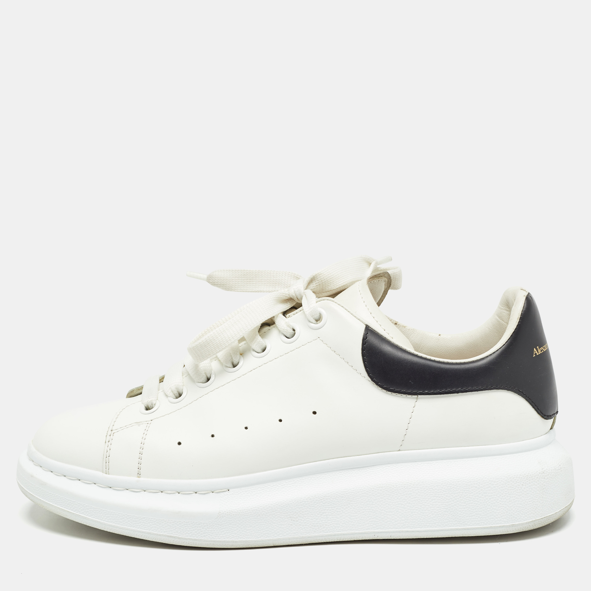 Alexander mcqueen white leather larry sneakers size 42.5