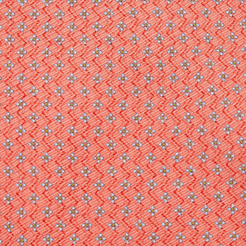 Alfred Dunhill Coral Floral Motif Silk Tie