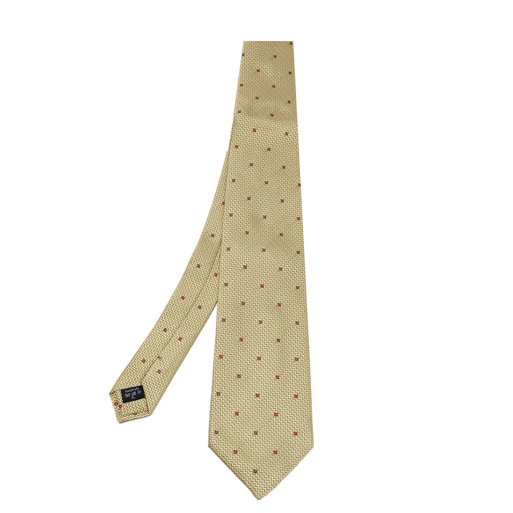 Alfred Dunhill Gold Chevron Jacquard Silk Tie