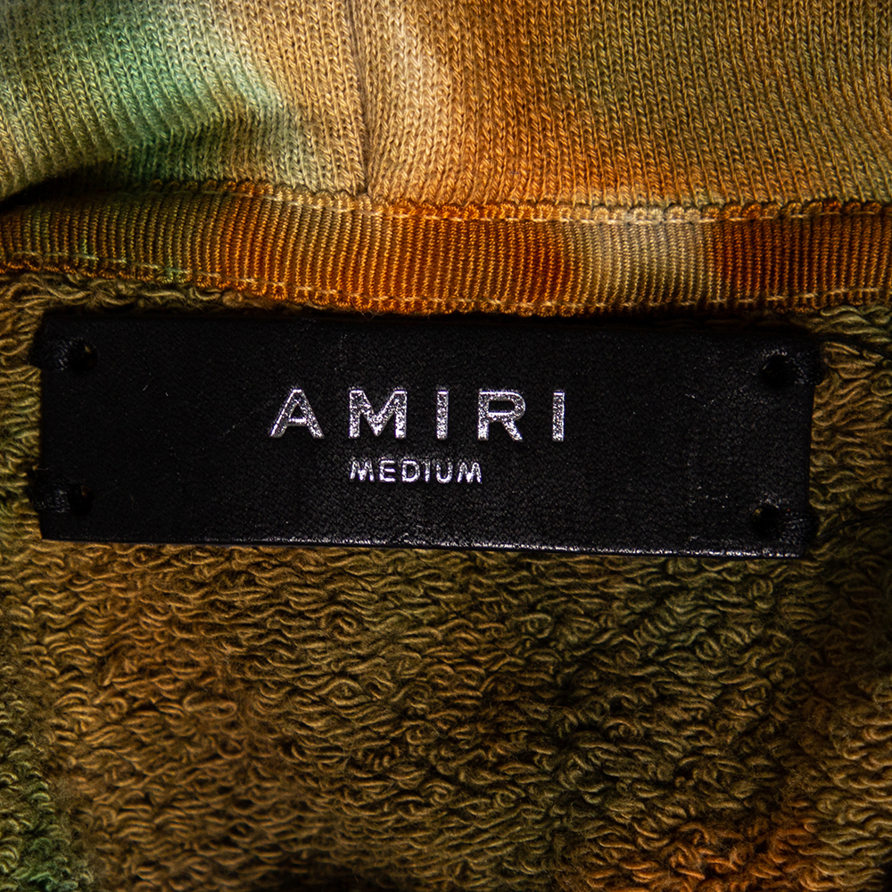 Amiri Multicolor Tie-Dye Printed Cotton Knit Commando Patch Detail Hoodie M