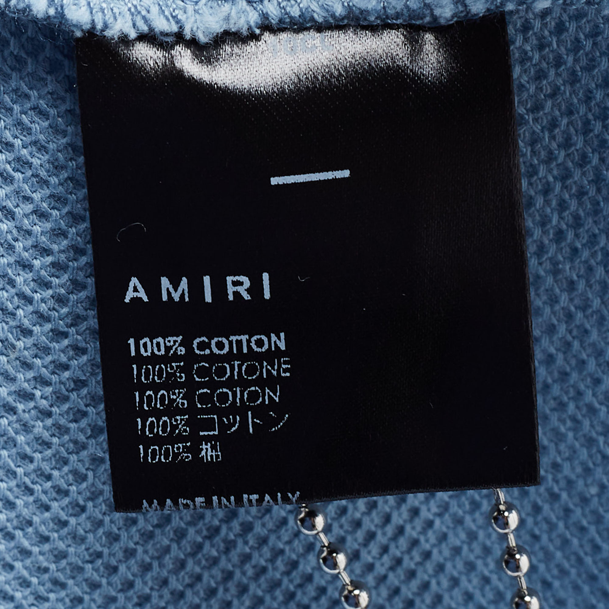 Amiri Blue Cotton Pique Logo Polo T-Shirt S
