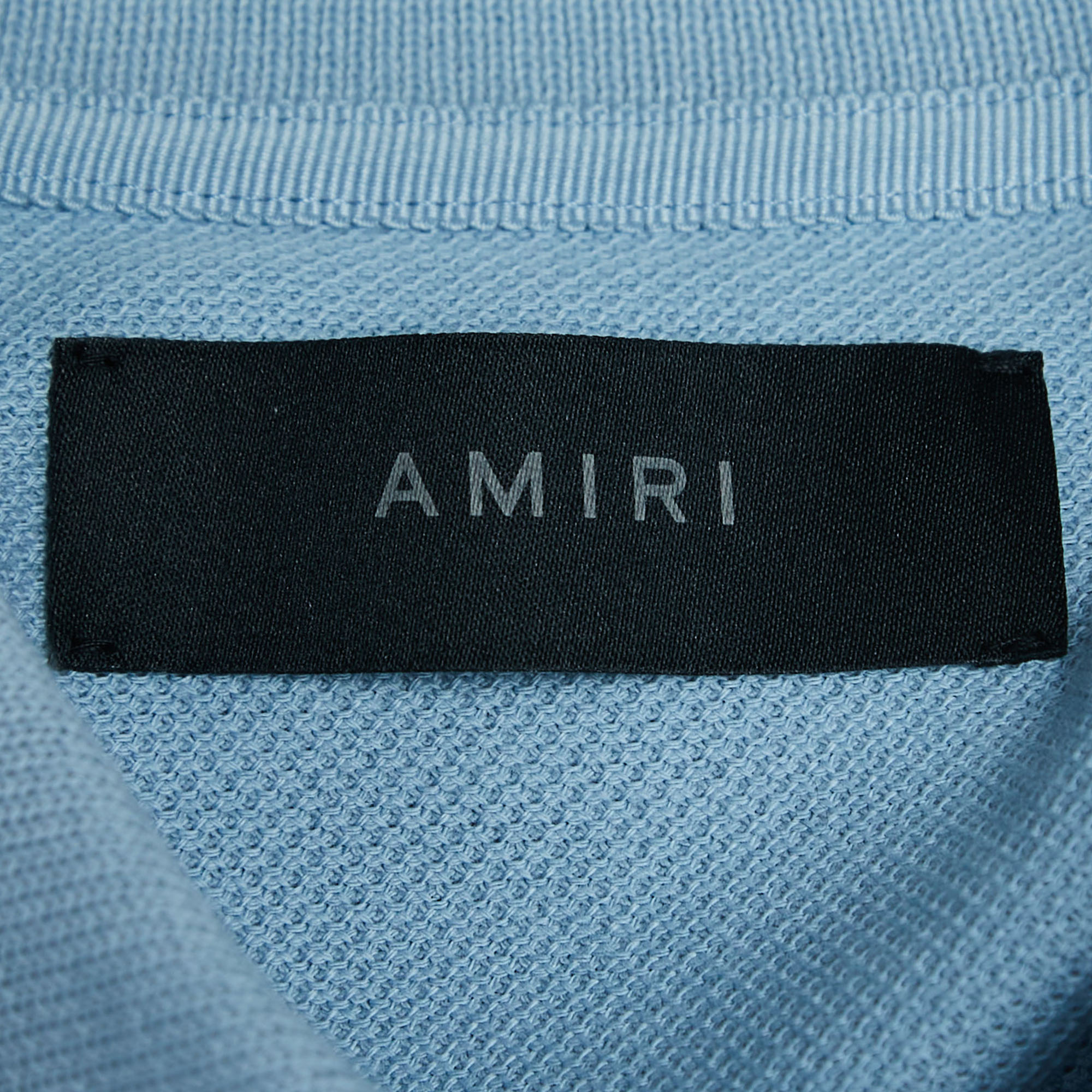 Amiri Blue Cotton Pique Logo Polo T-Shirt S