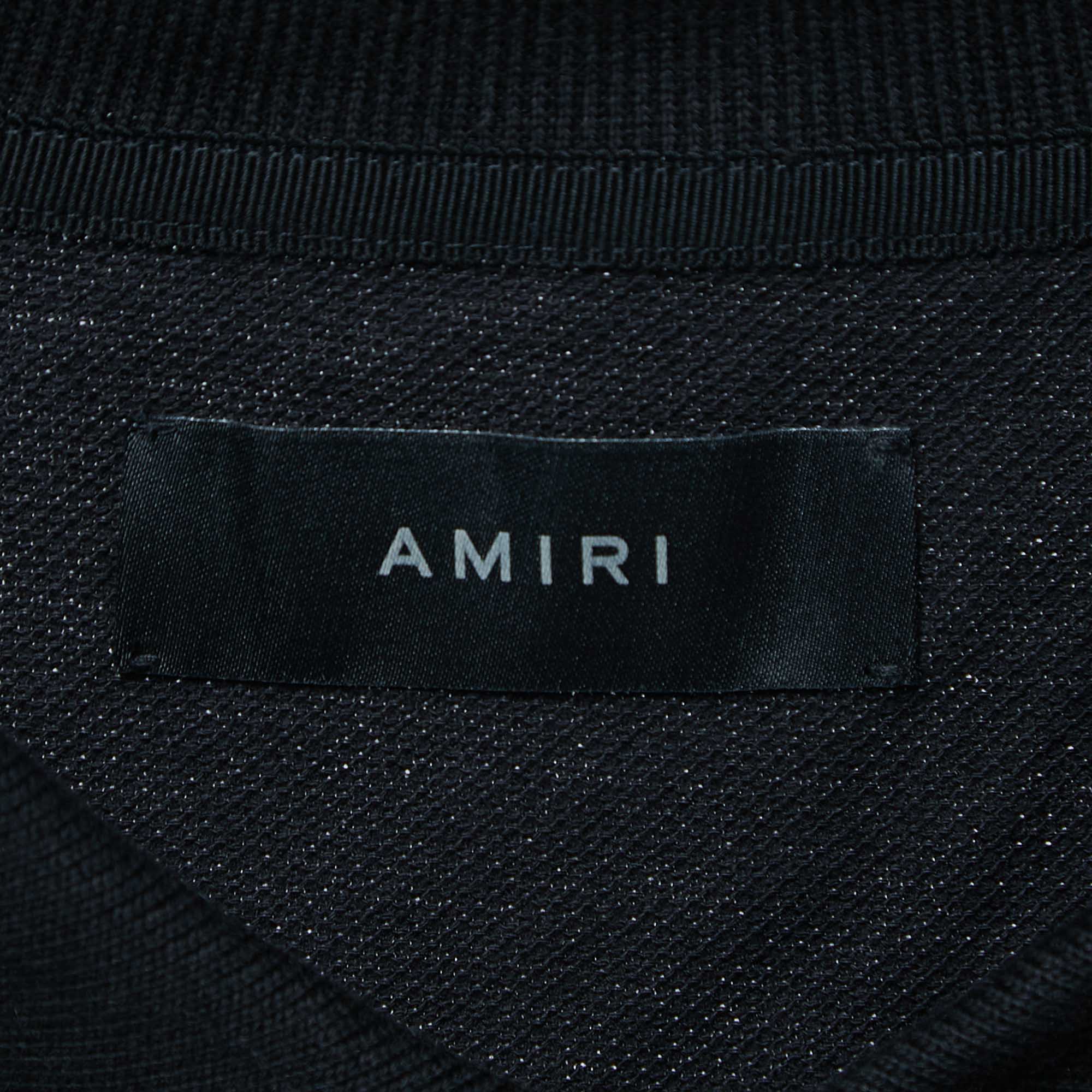 Amiri Black Cotton Pique Logo T-Shirt 2XL
