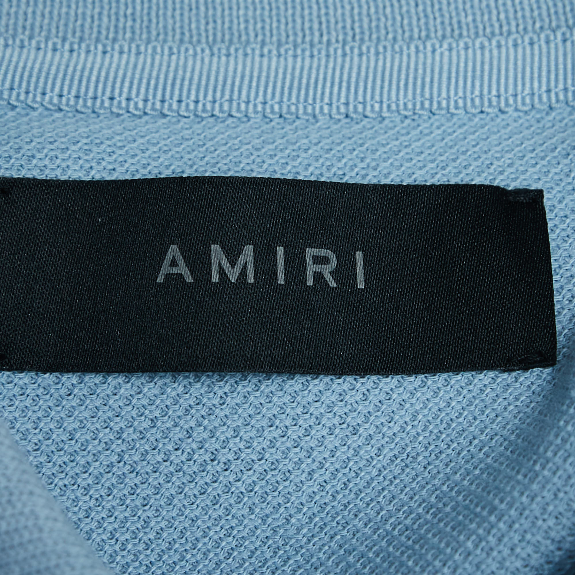 Amiri Blue Cotton Pique Logo Polo T-Shirt M