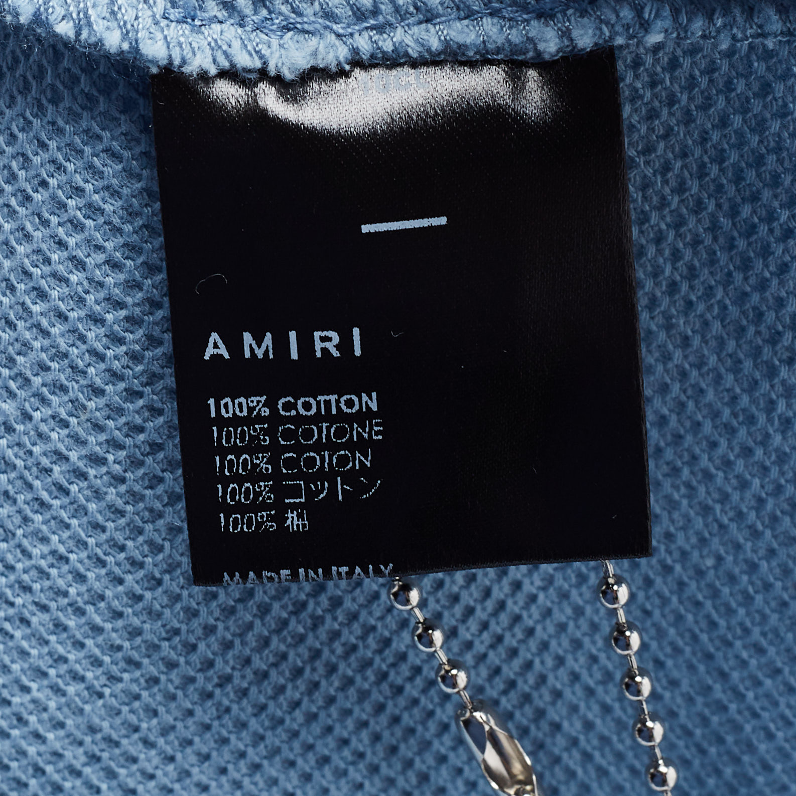 Amiri Blue Cotton Pique Logo Polo T-Shirt M