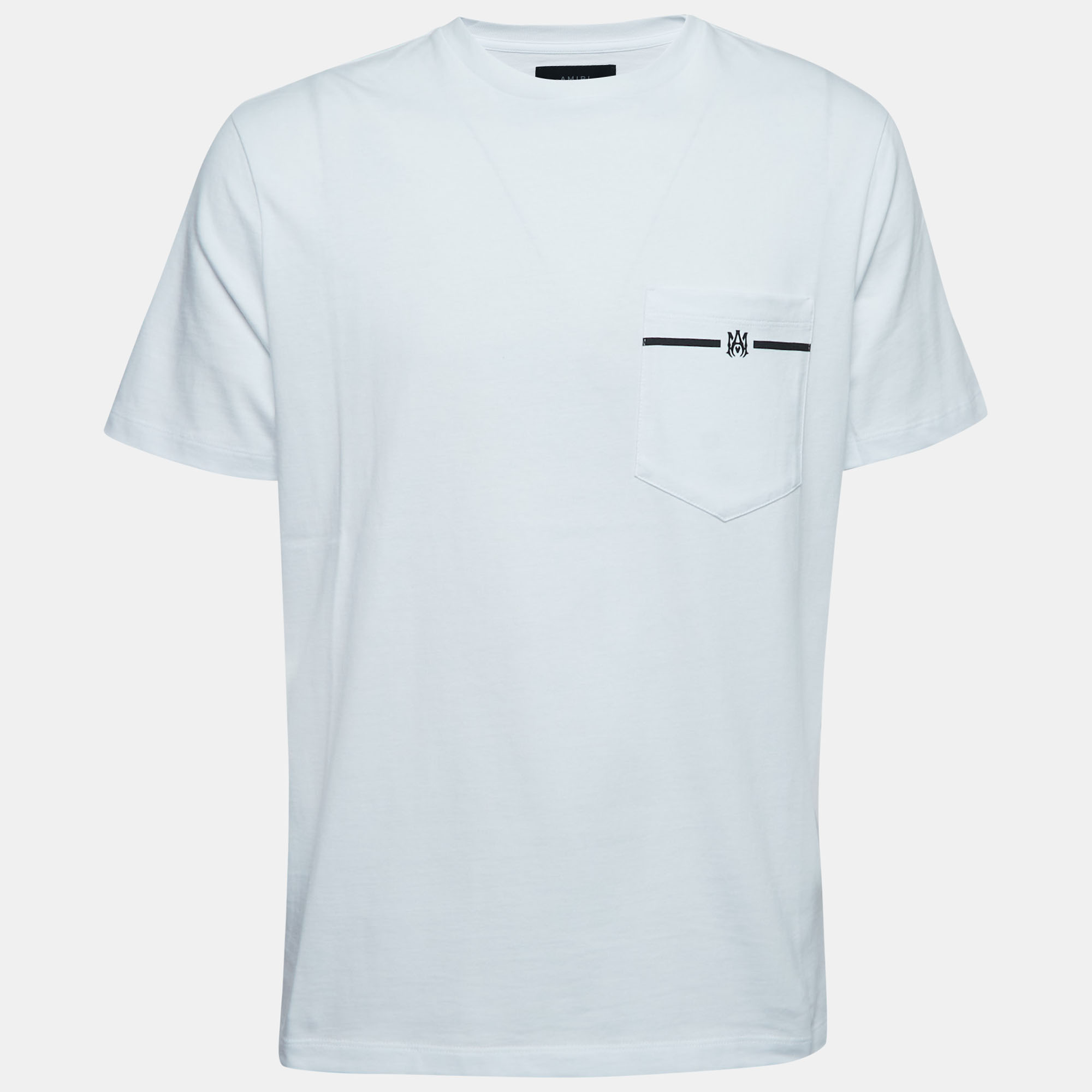 Amiri white cotton logo print pocket t-shirt m