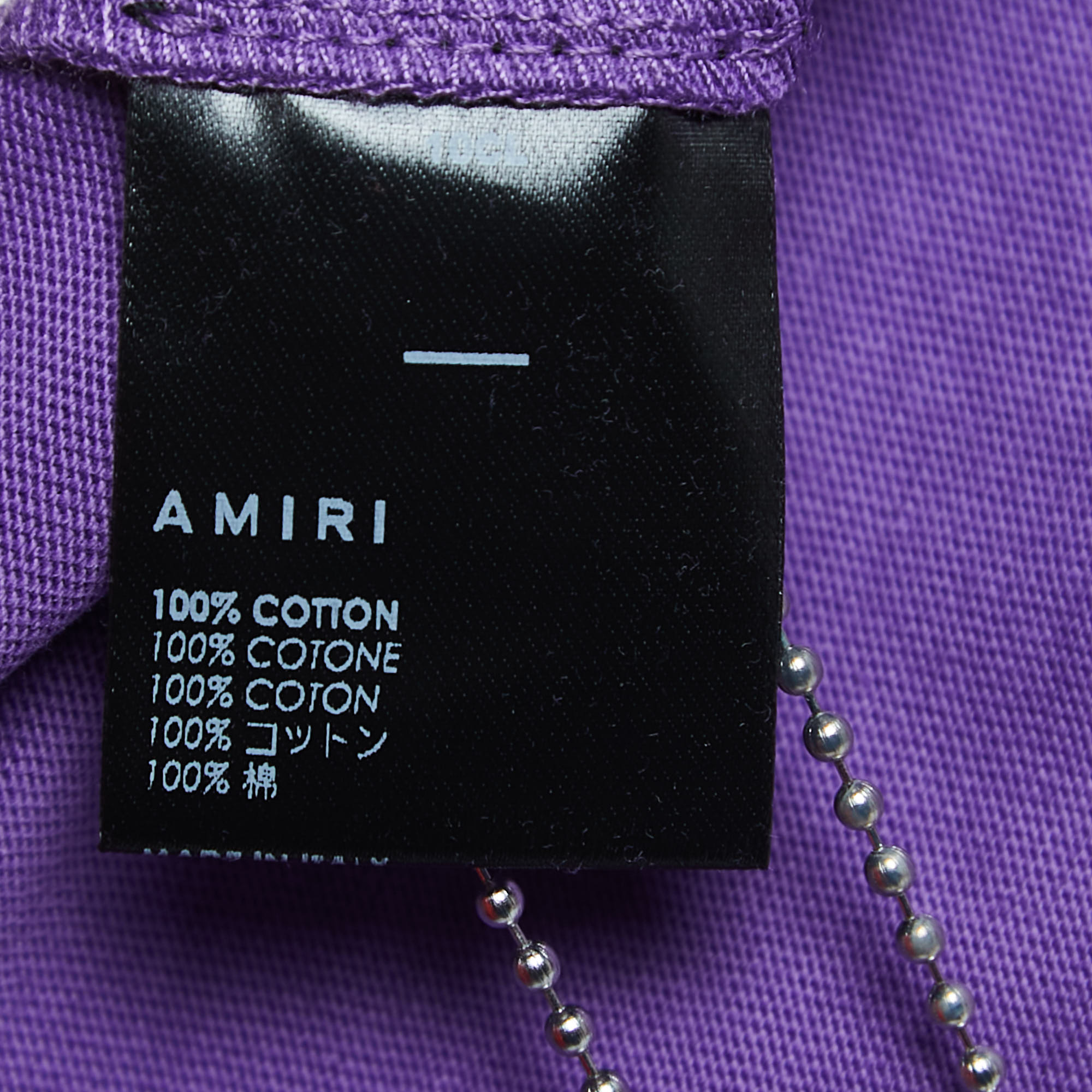 Amiri Purple Cotton Logo Print T-Shirt M