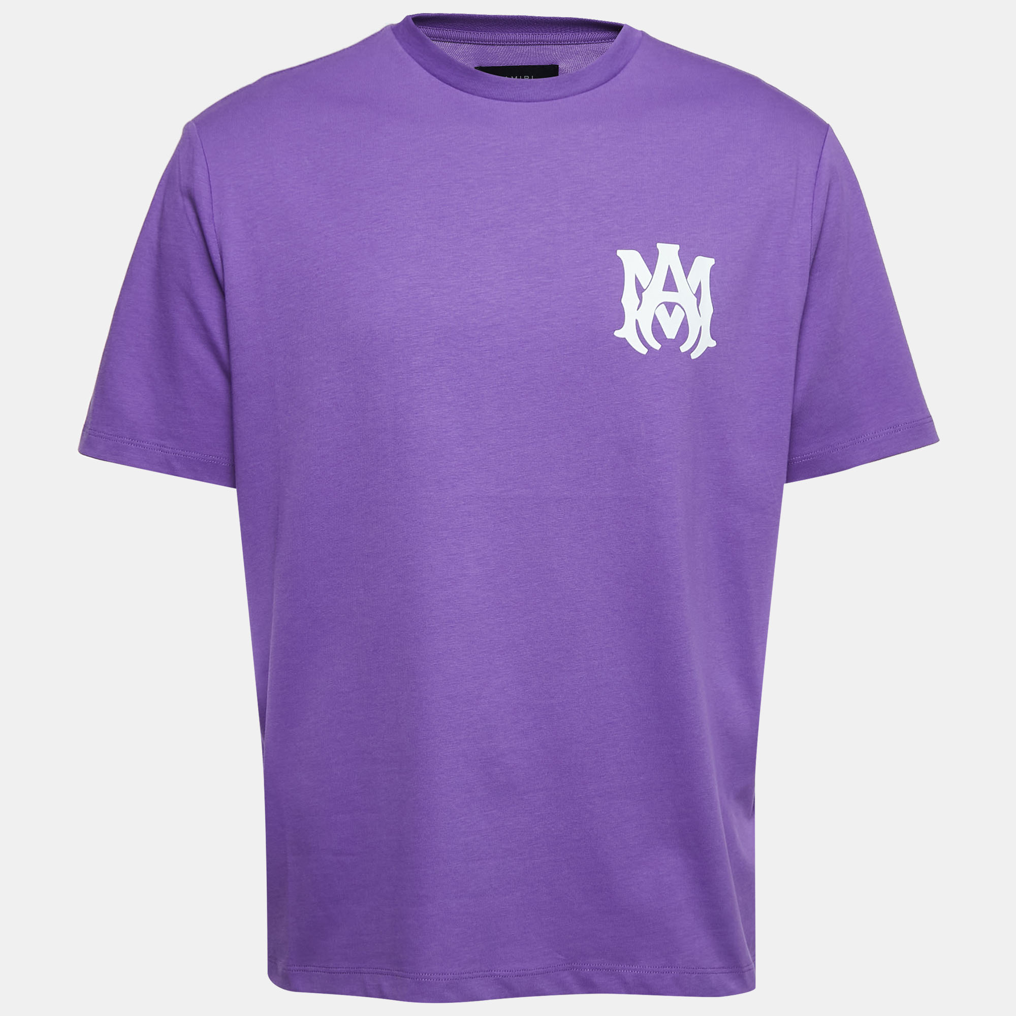 Amiri Purple Cotton Logo Print T-Shirt M