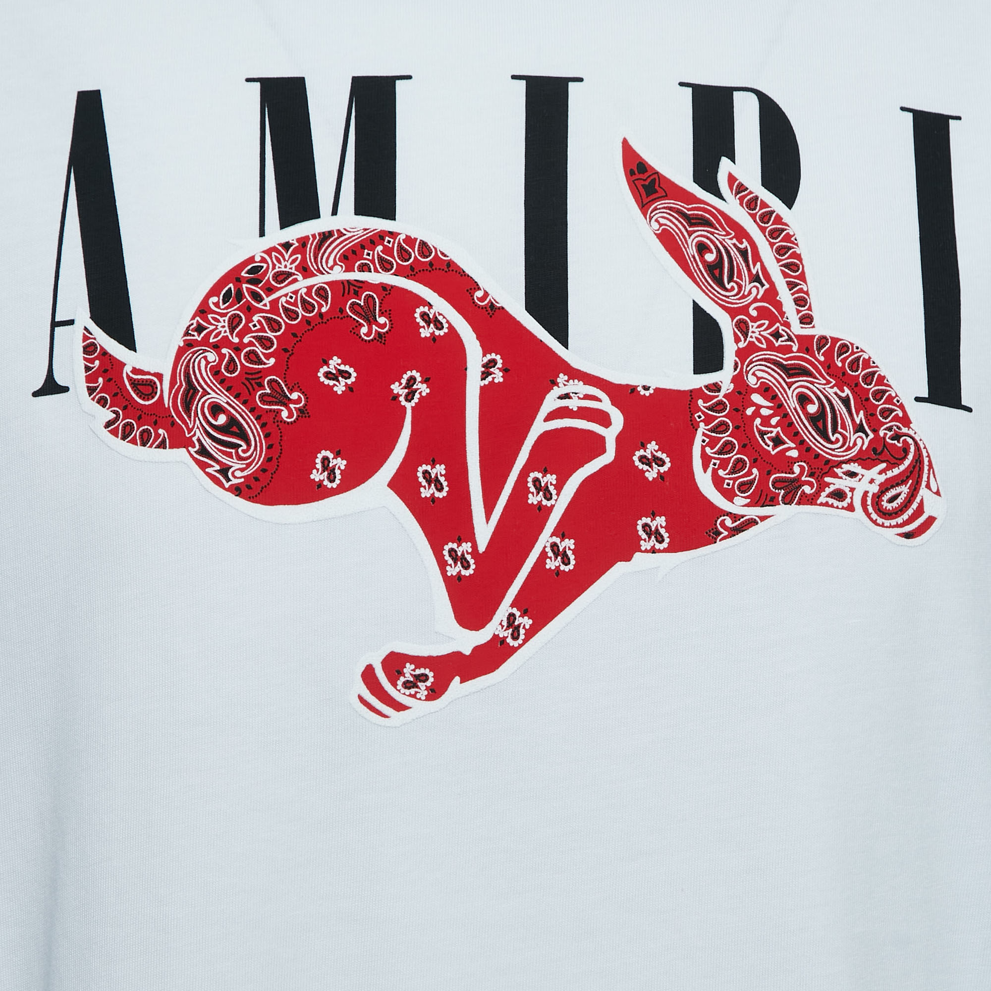 Amiri Black Cotton Bandana Rabbit Logo T-Shirt L