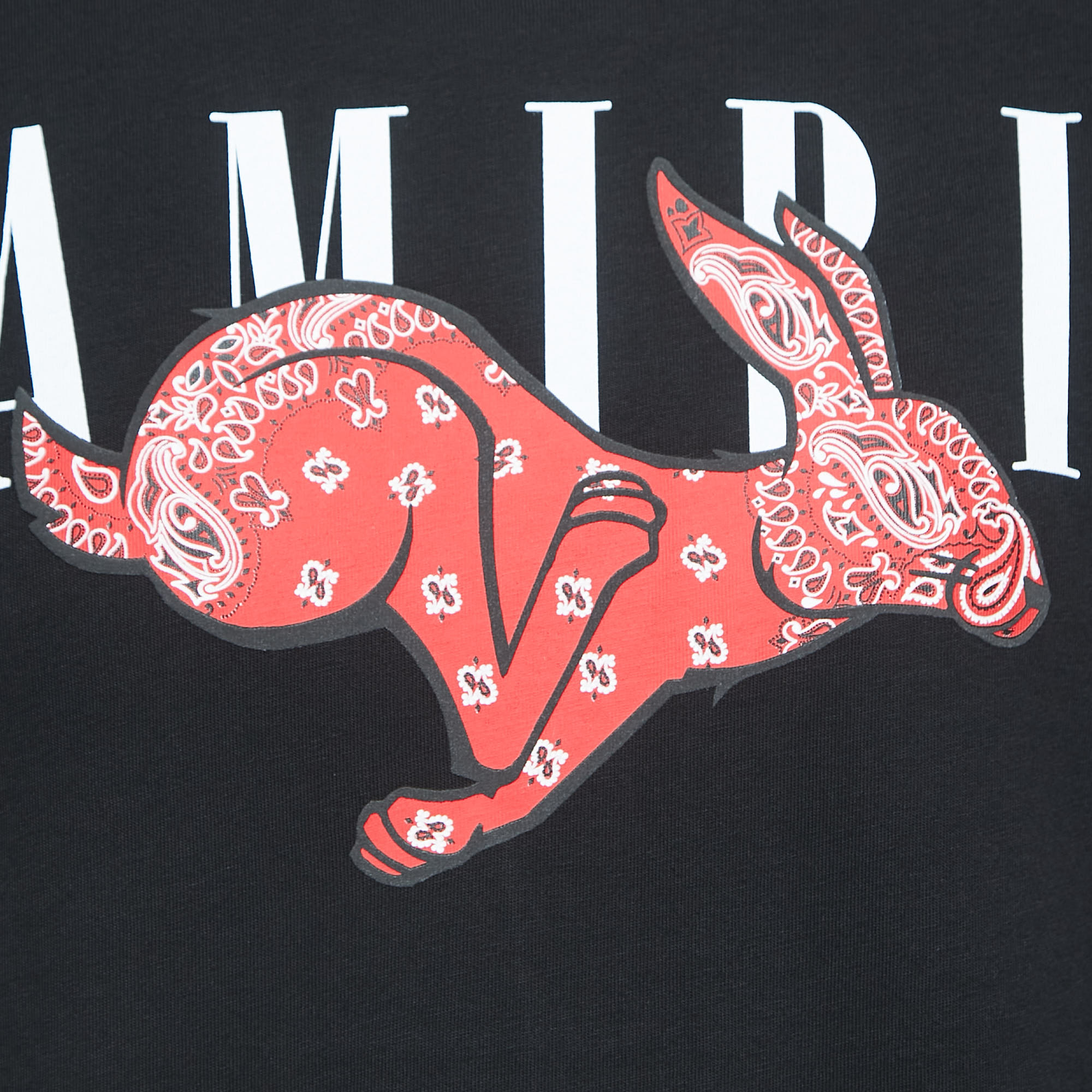 Amiri Black Cotton Bandana Rabbit Logo T-Shirt L