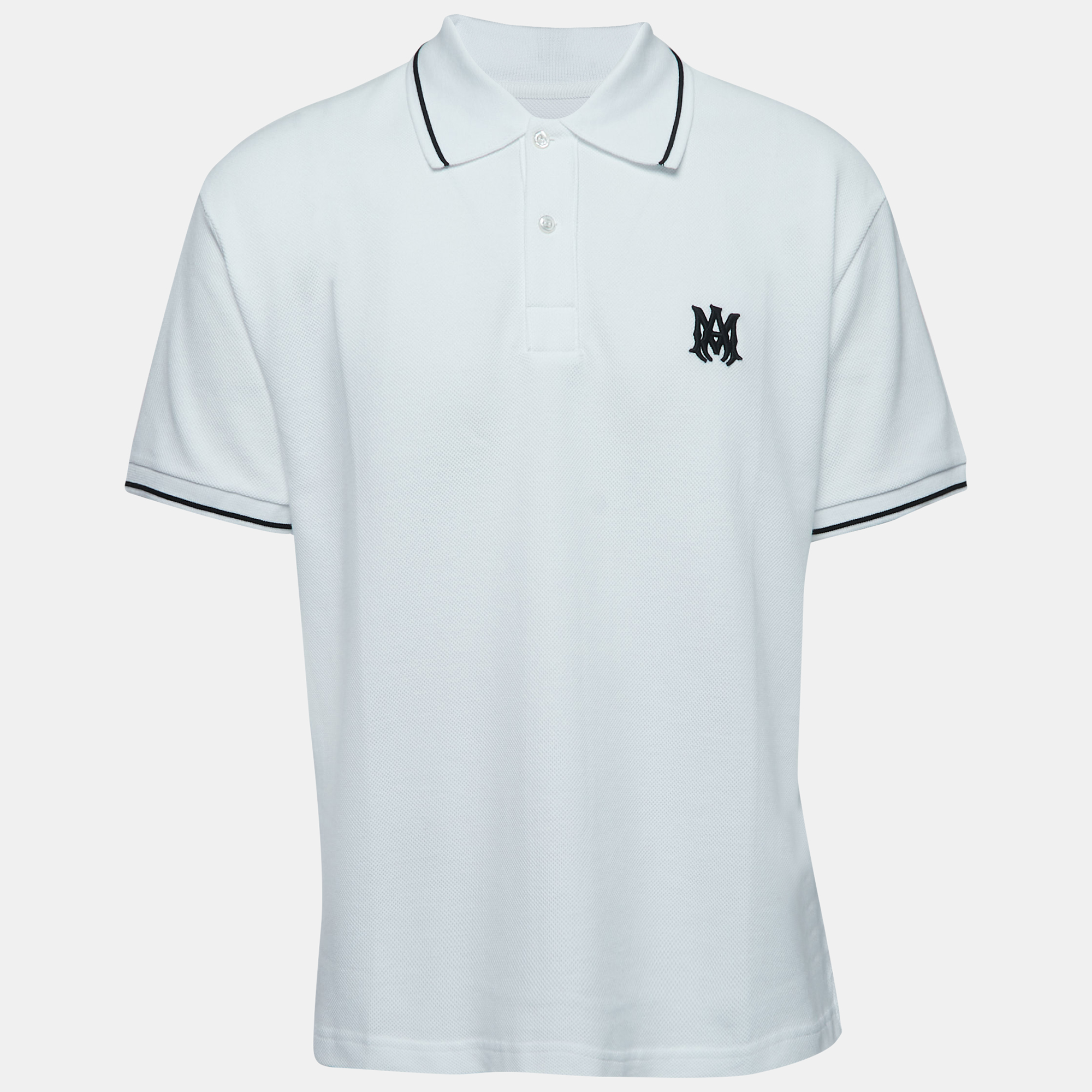 Amiri WhiteCotton Pique Logo Polo T-Shirt XL