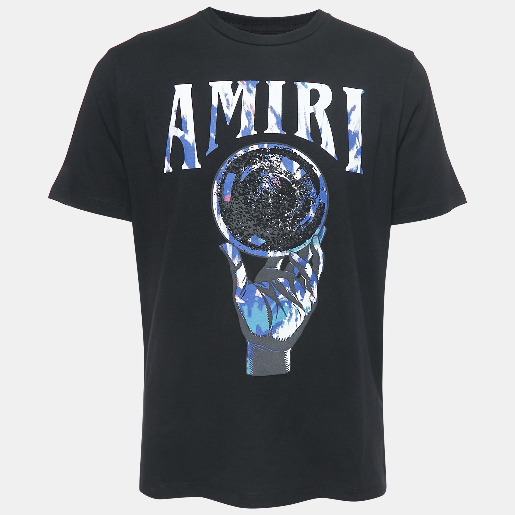 Amiri Black Cotton Crystal Ball Print T-Shirt L