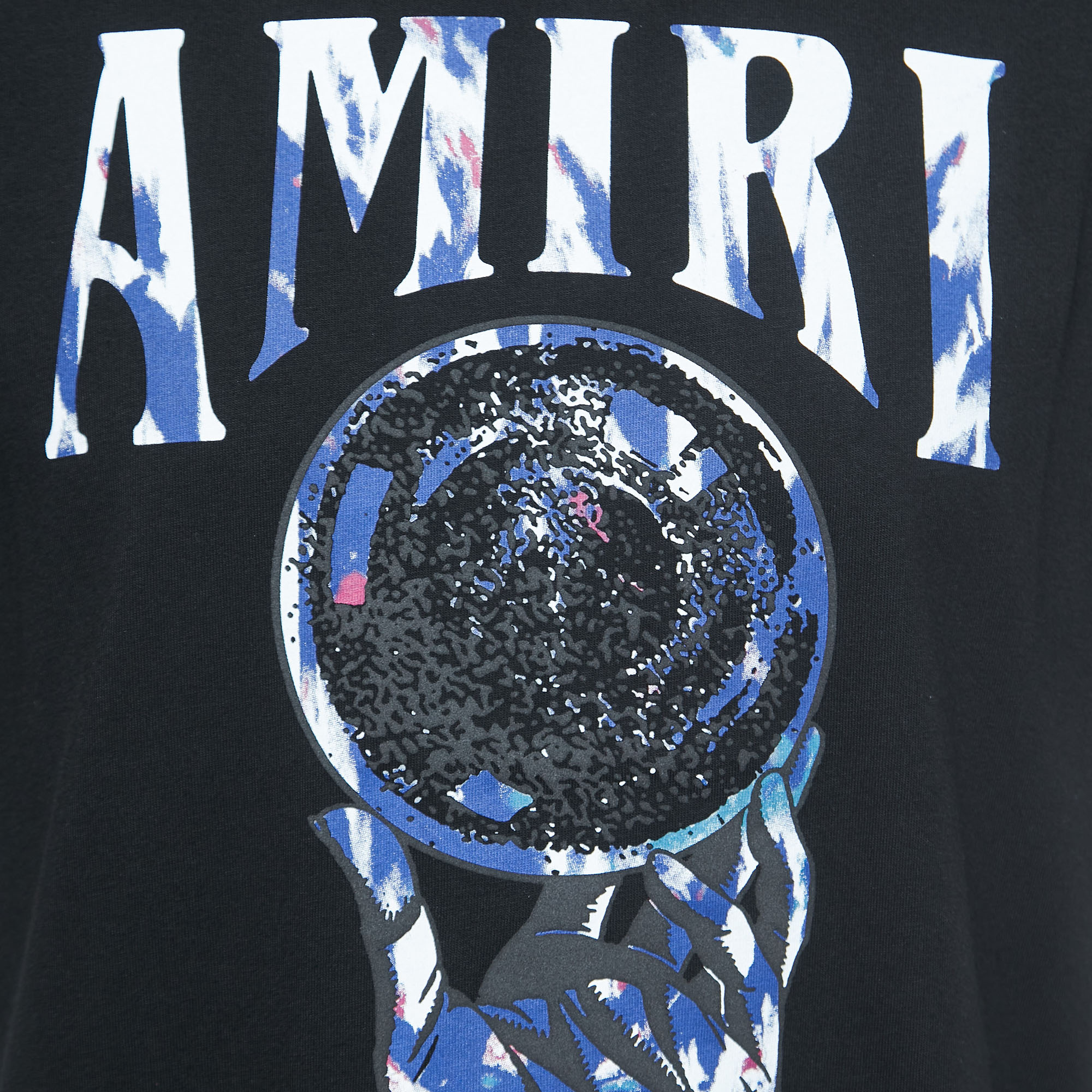 Amiri Black Cotton Crystal Ball Print T-Shirt M