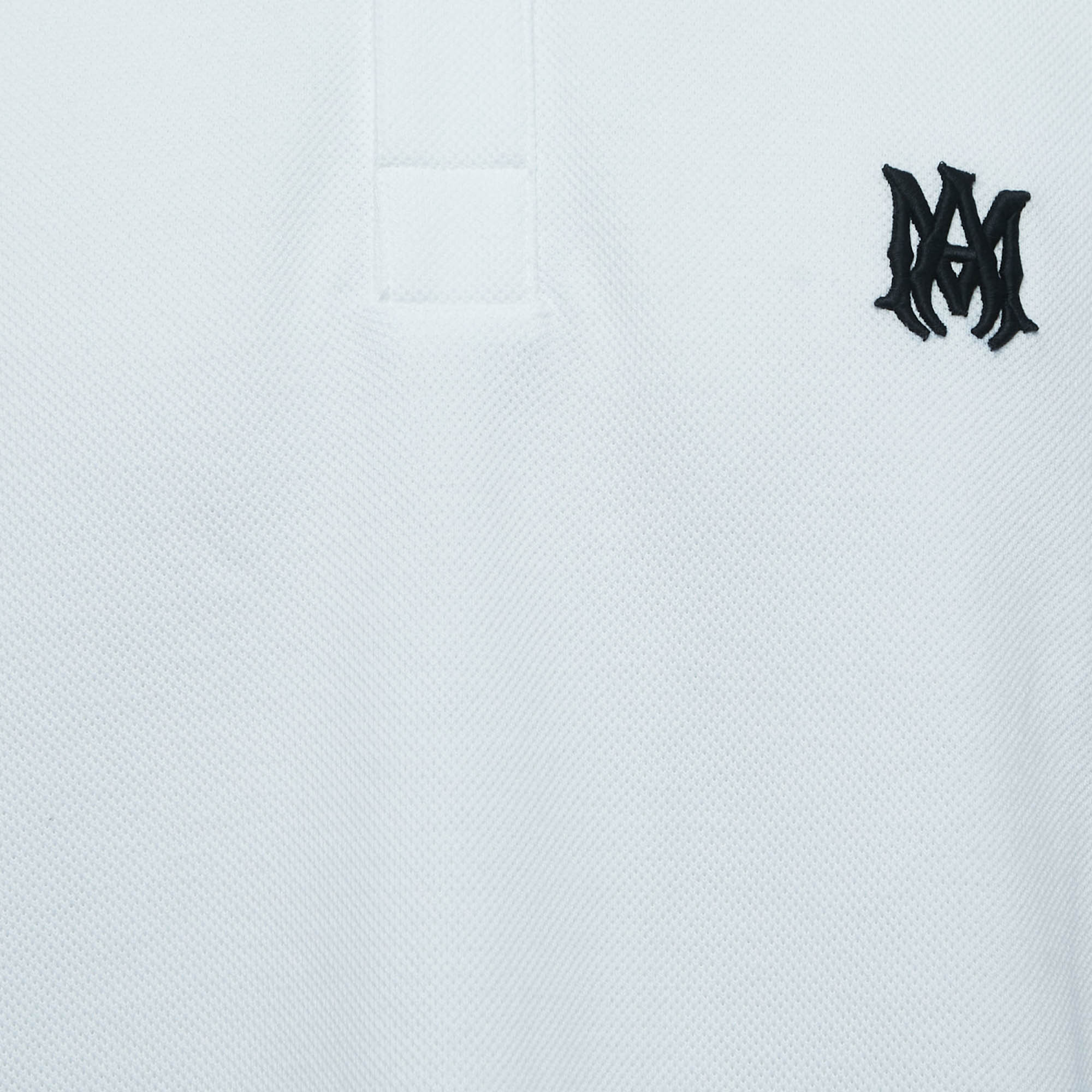 Amiri White Cotton Pique Logo Polo T-Shirt M