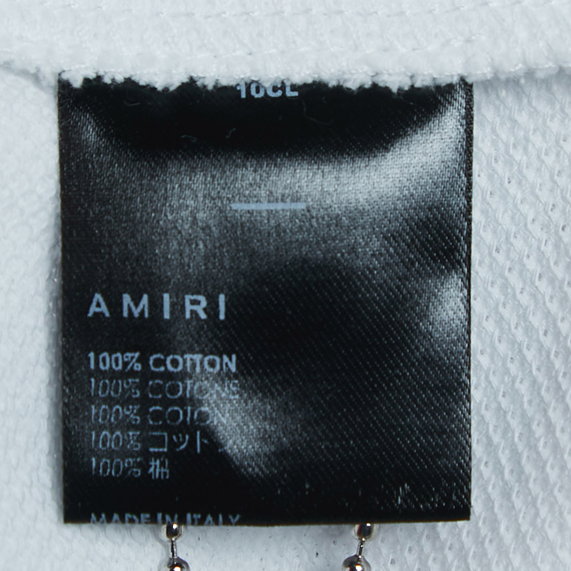 Amiri White Cotton Pique Logo Polo T-Shirt M