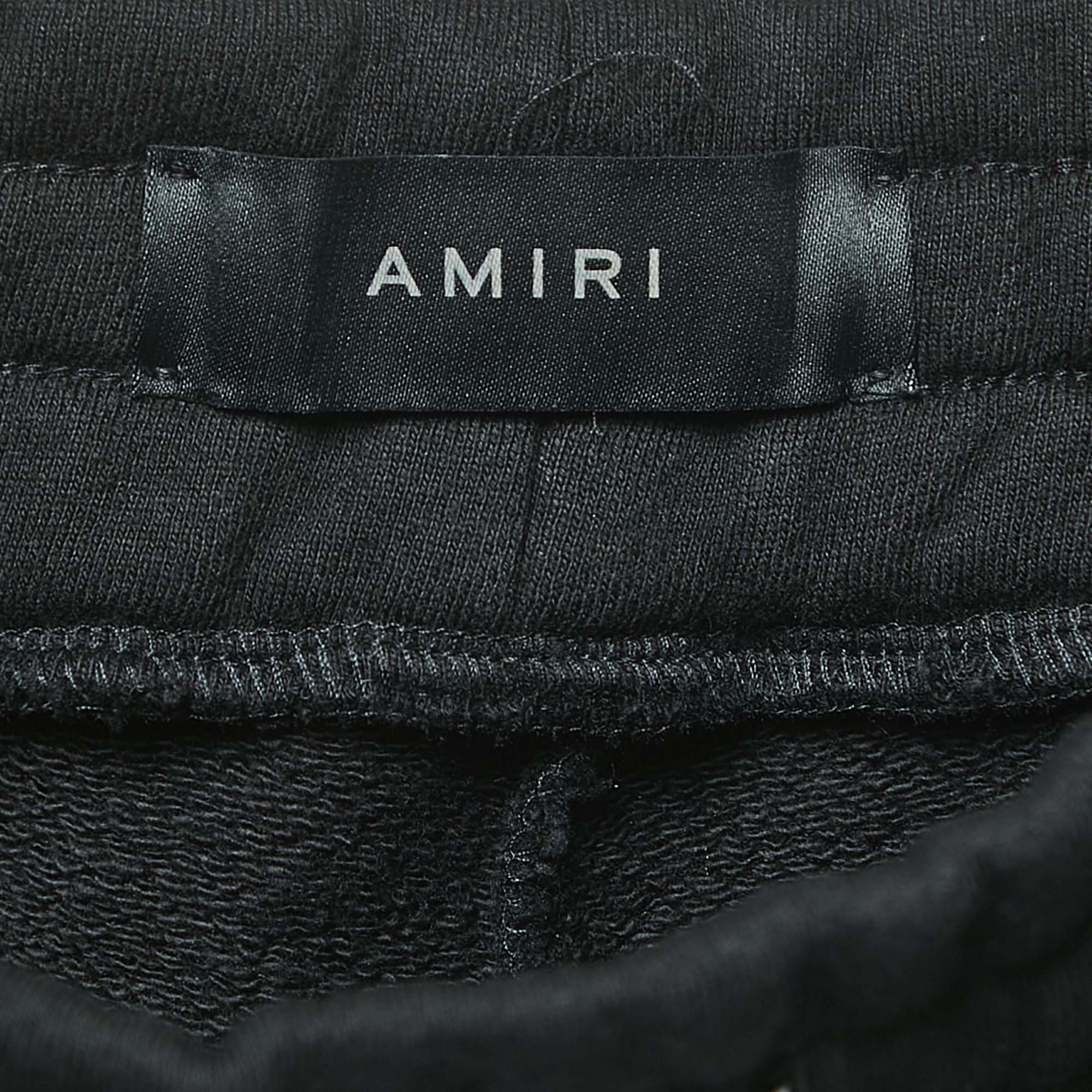 Amiri Black Cotton Logo Print Joggers L