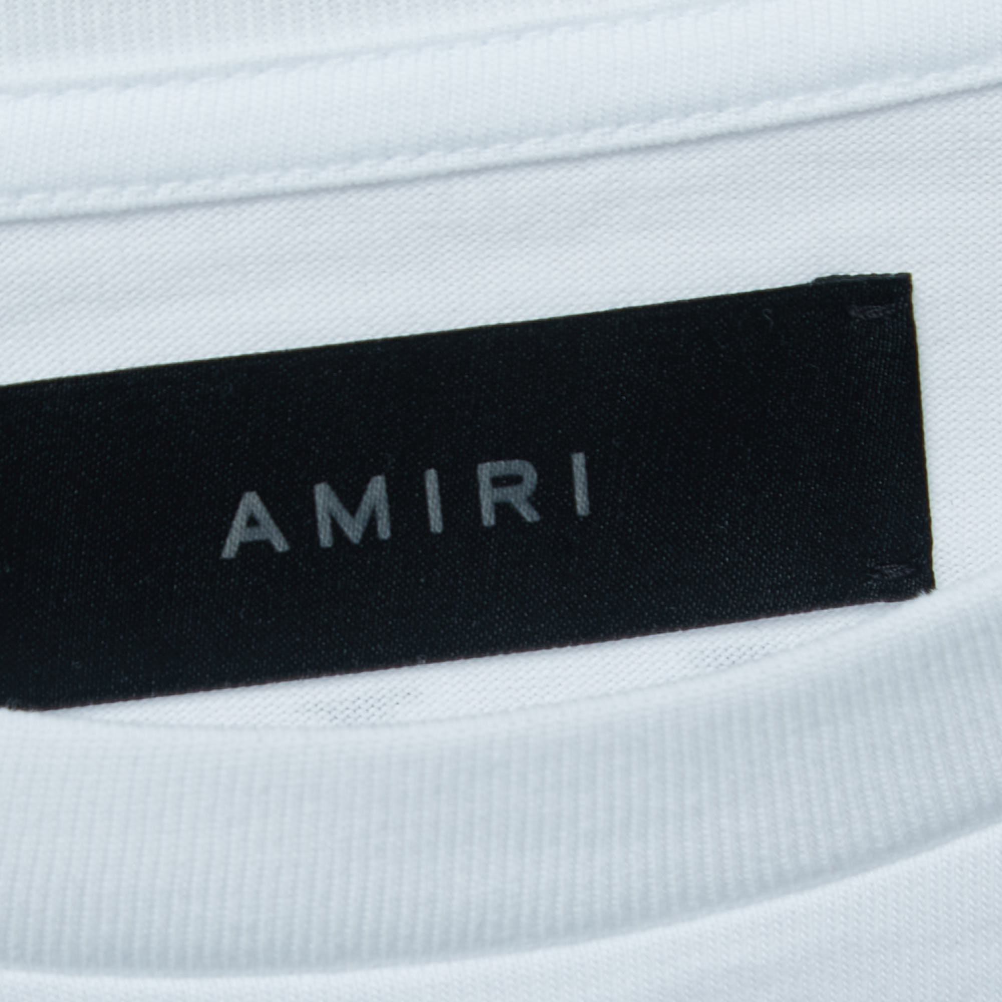 Amiri White Cotton Logo Print Pocket T-Shirt L