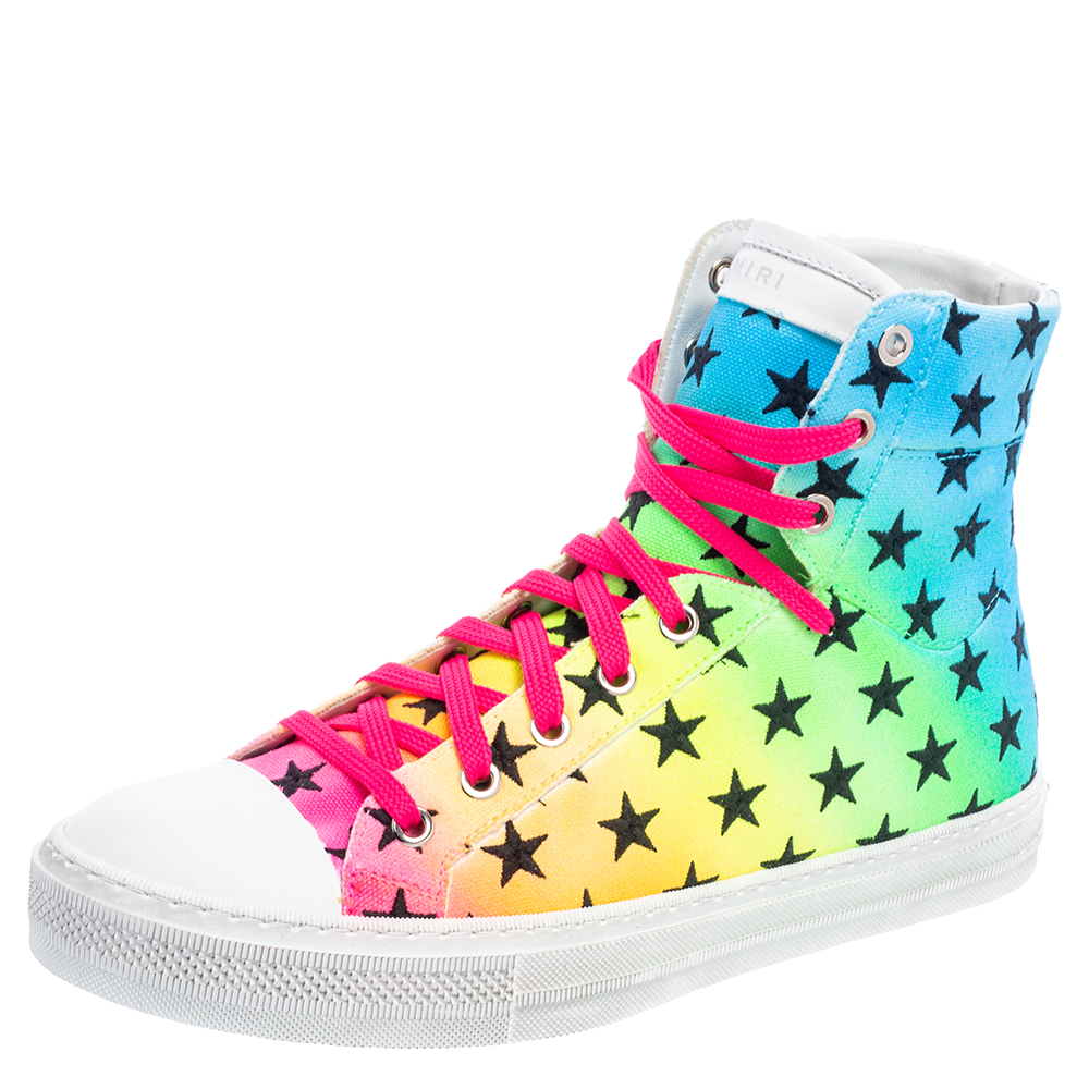 Amiri multicolor canvas high top sneakers size 40