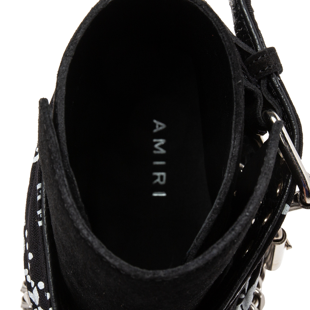 Amiri Black Suede Jodhpur Chain Ankle Boots Size 40
