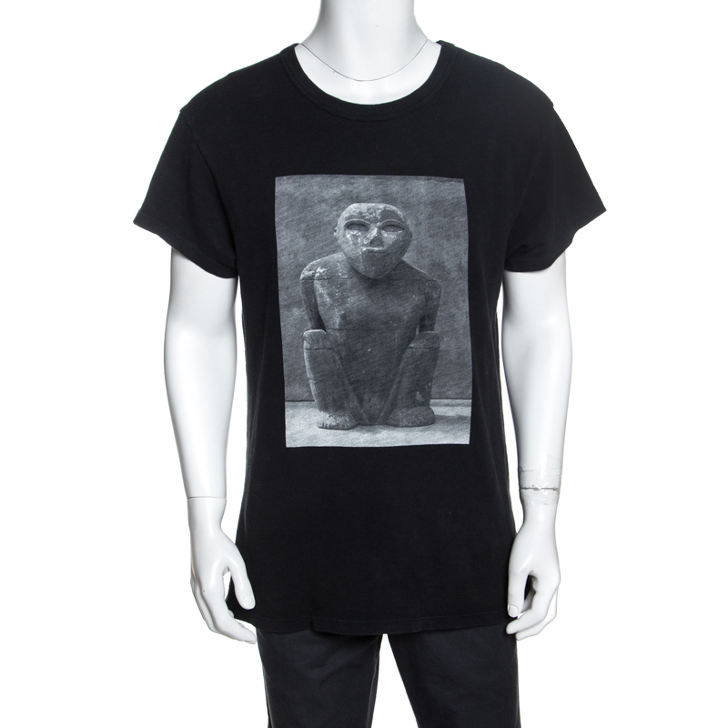 Image of Amiri Black Printed Jersey Oversized T-Shirt XS