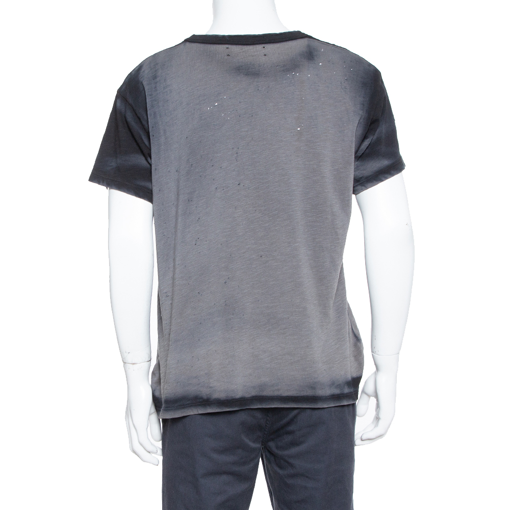Amiri Black & Grey Cotton  Washed Out Effect Shotgun T Shirt S