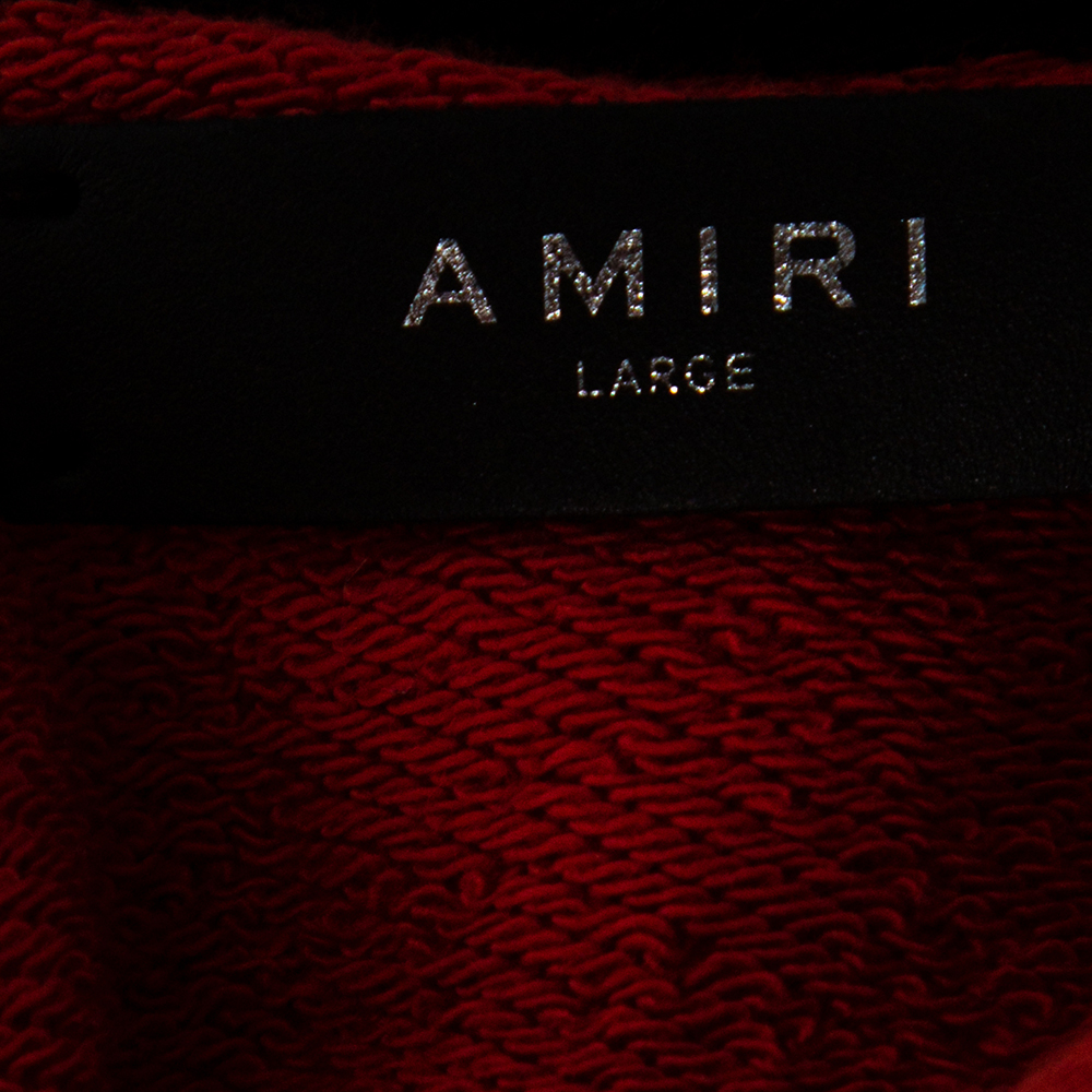 Amiri Orange Star Circle Embroidered Cotton Hoodie L