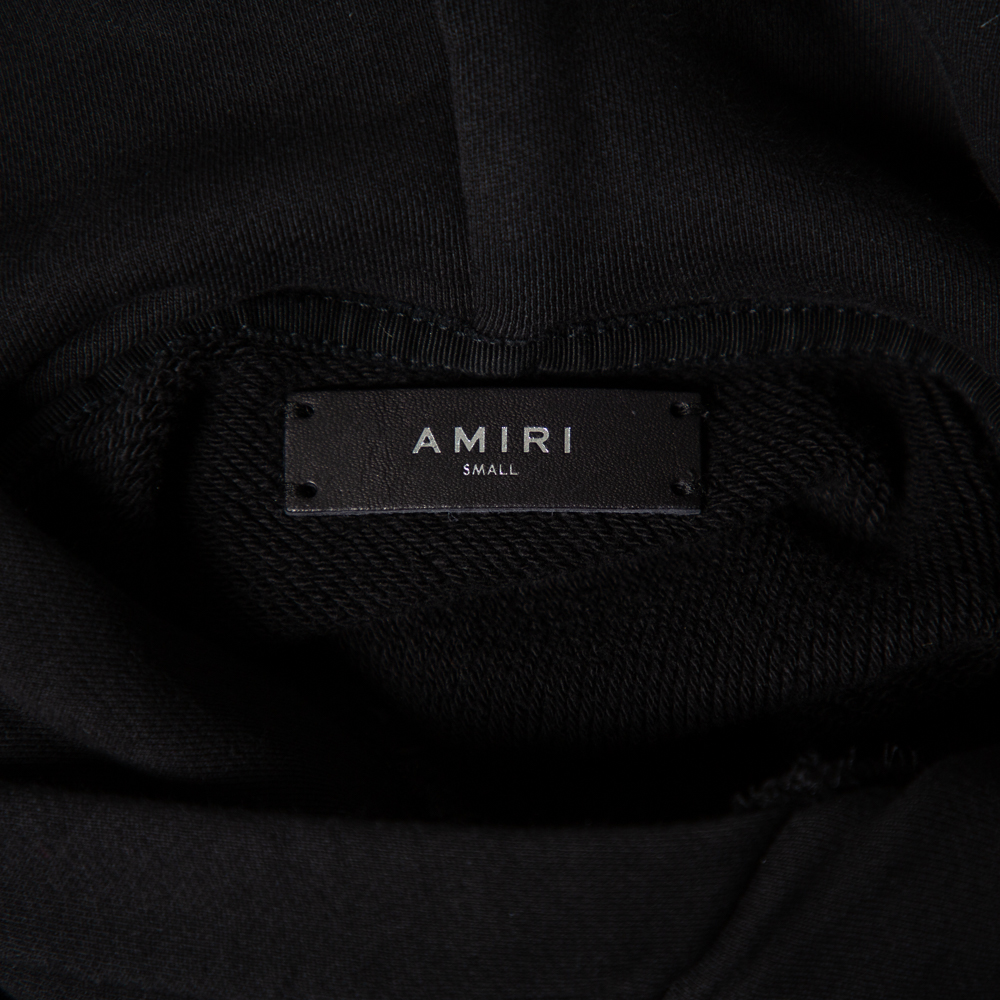 Amiri Black Distressed Cotton Long Sleeve Oversized Hoodie S
