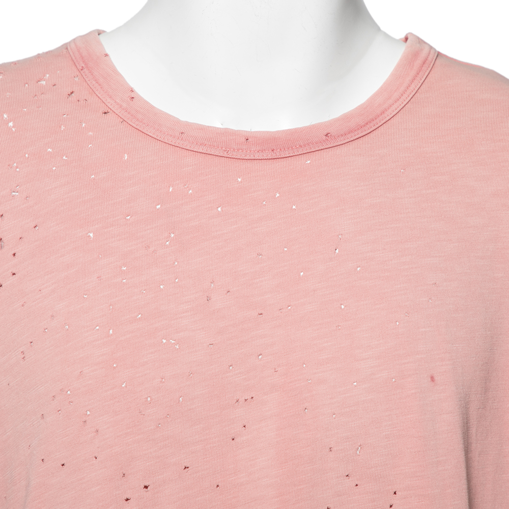 Amiri Pink Cotton Washed Shotgun Crew Neck Short Sleeve T-Shirt S