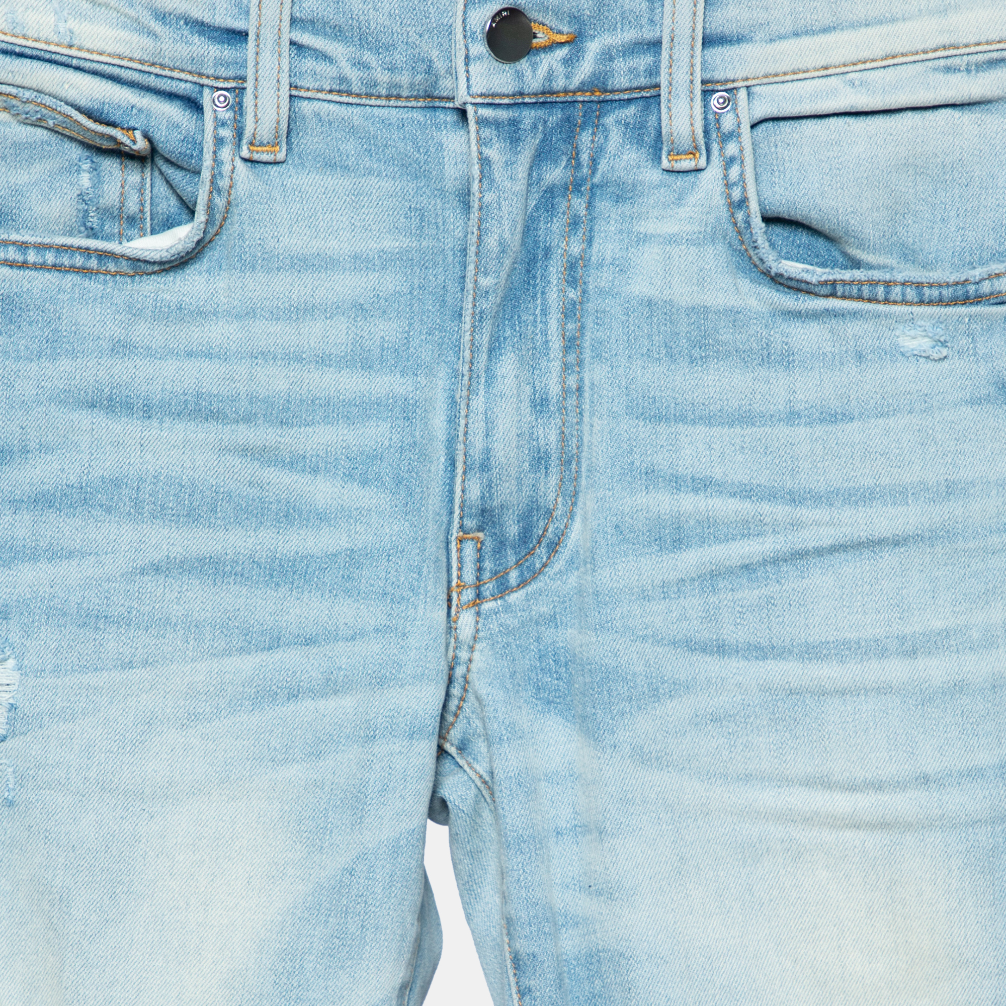 Amiri Indigo Light Wash Denim Distressed Skinny Jeans XS